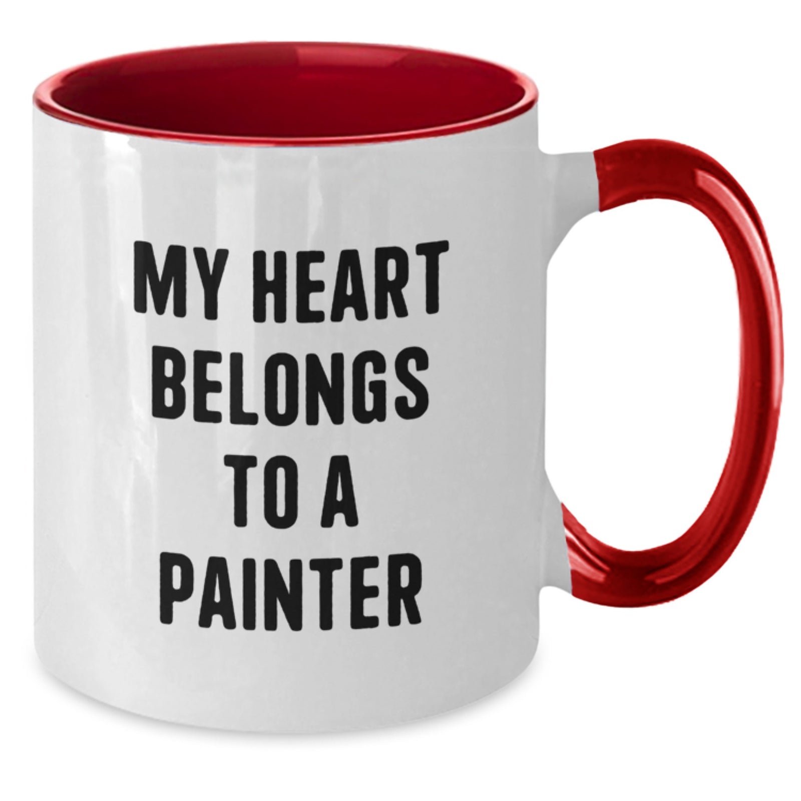 Funny Gifts from Painter Lover, Birthday Unique Gifts for Painter Men, Two Tone Coffee Mug, My Heart Belongs To A Painter - Additional