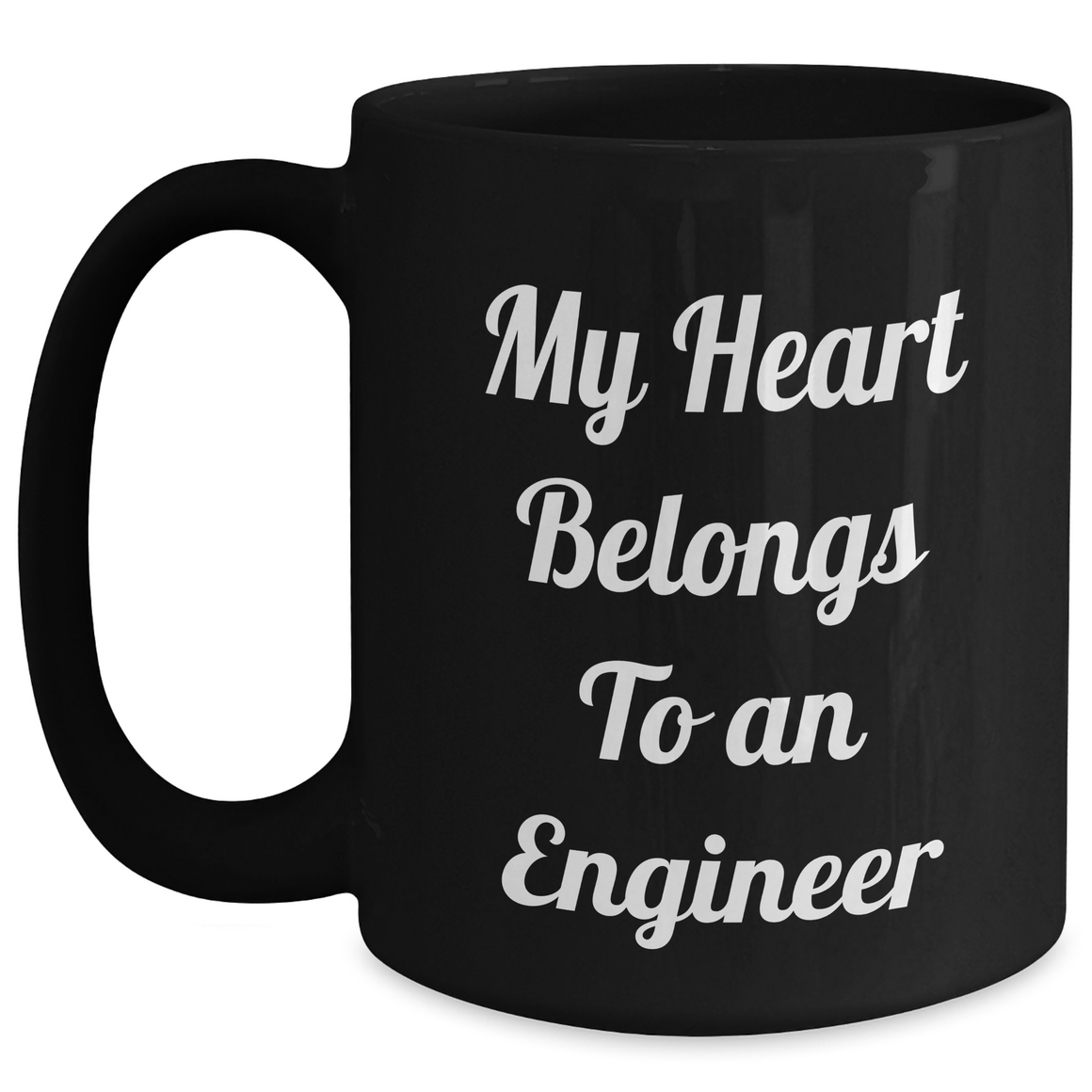 Funny Engineer Gifts, My Heart Belongs To An Engineer Black Coffee Mug, Unique Father's Day Unique Gifts for Men from Family - Main