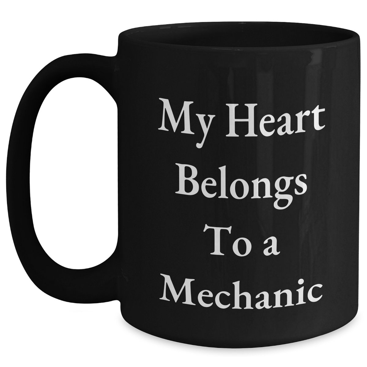 Funny Mechanic Gifts - 'My Heart Belongs To A Mechanic' Black Coffee Mug for Men, Unique Father's Day Unique Gifts from Family, Friends, or Coworkers - Main