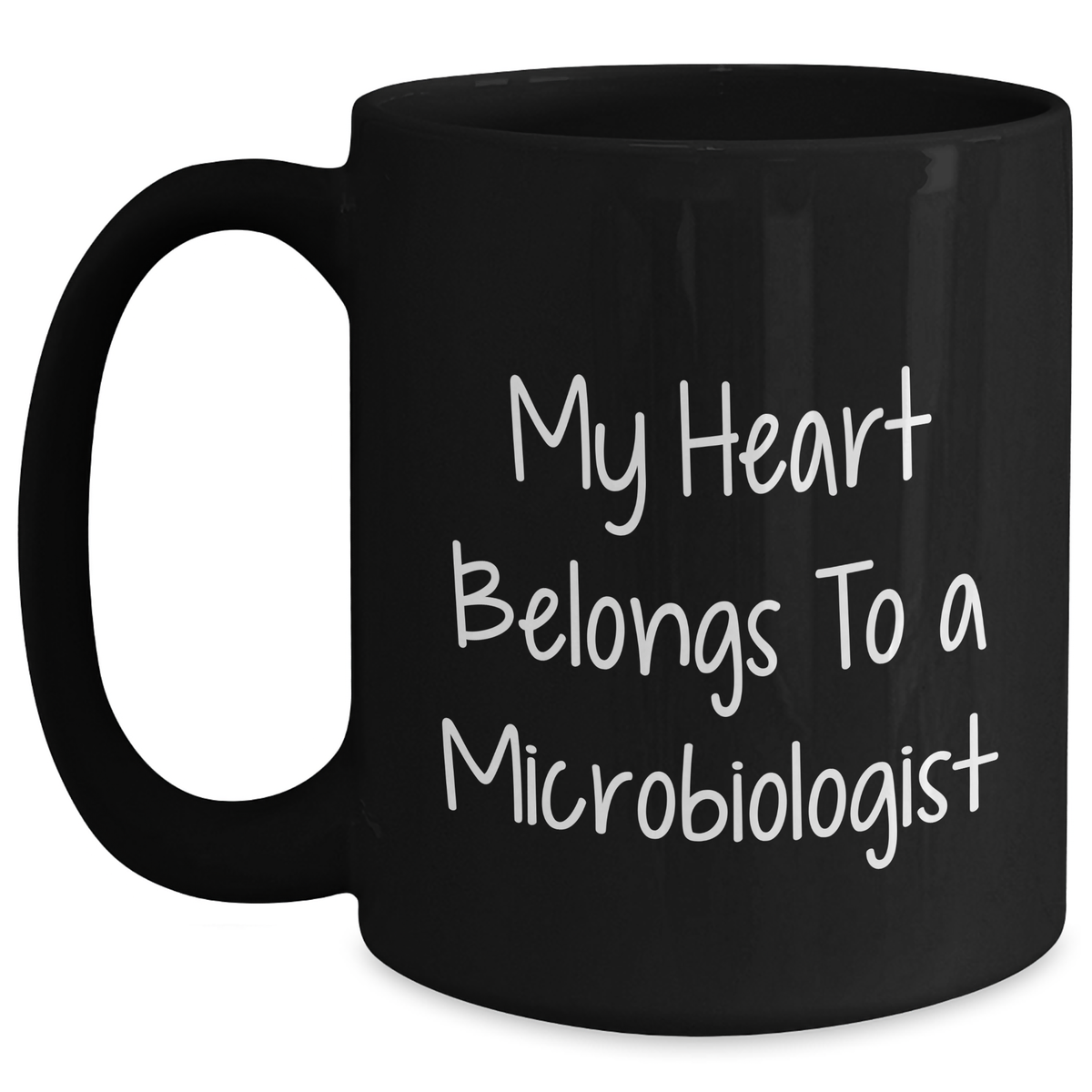 Funny Microbiologist Gifts from Men, Unique Black Coffee Mug for Father's Day - 'My Heart Belongs To A Microbiologist' Quote, Gifts for Microbiologist - Main