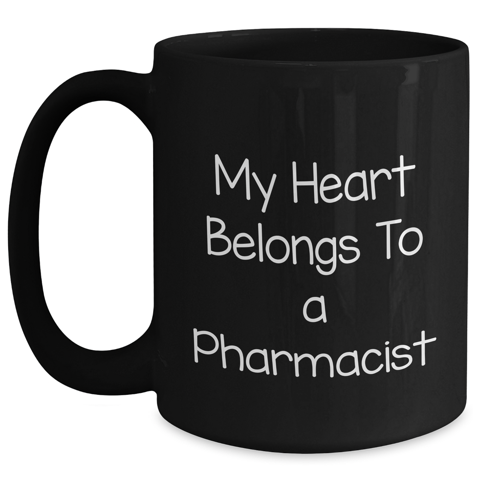 Funny Gifts from Friends for Pharmacist, My Heart Belongs To A Pharmacist Black Coffee Mug, Father's Day Unique Gifts for Men - Main