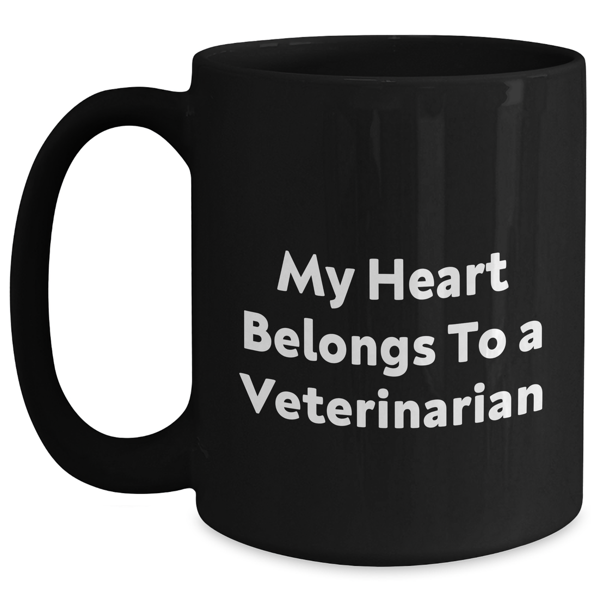 Funny Veterinarian Black Coffee Mug, Gifts from Friends, Family, or Coworkers for Father's Day, 'My Heart Belongs To A Veterinarian' - Main