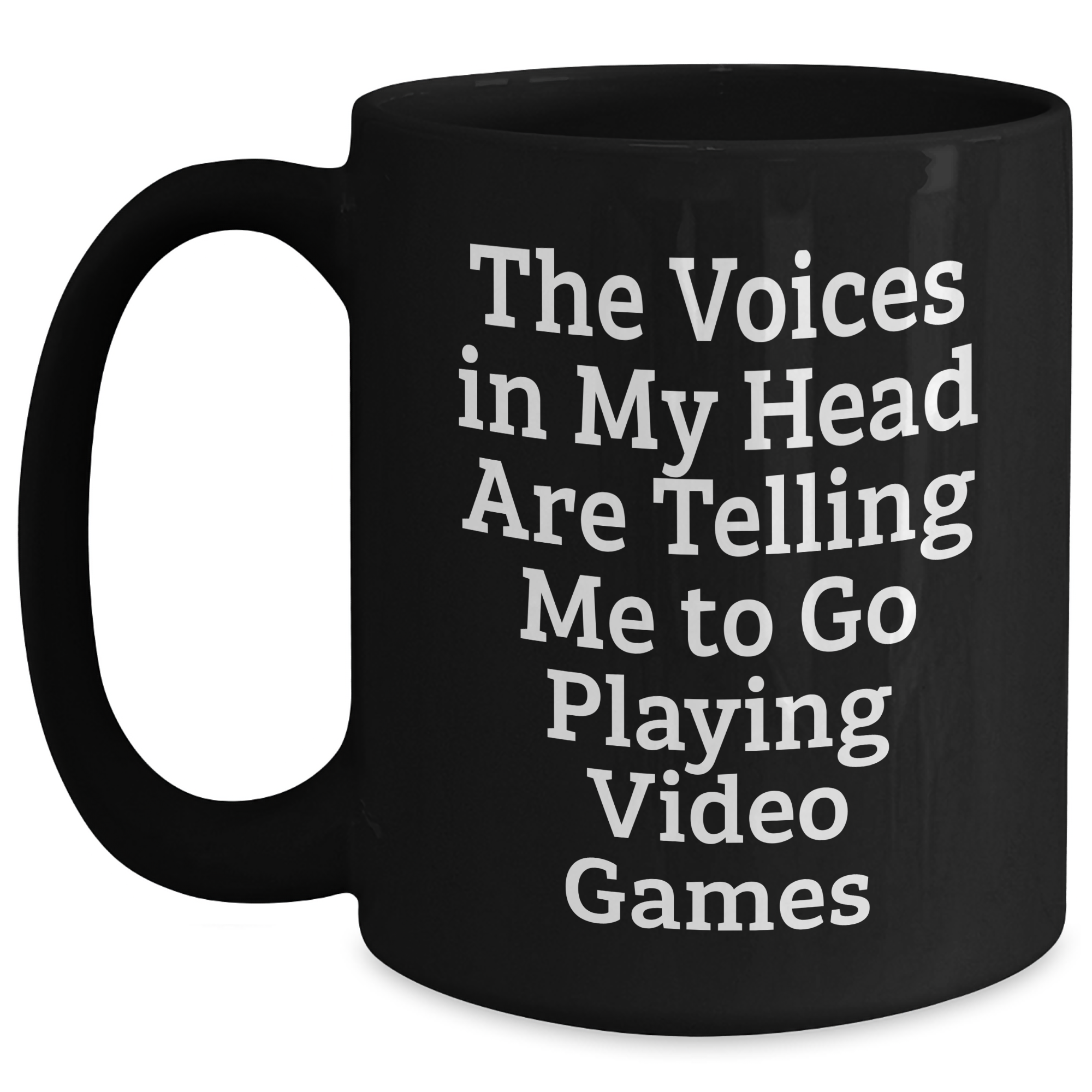 Funny Playing Video Games Gifts for Men from Dad - 'The Voices In My Head Are Telling Me To Go Playing Video Games' Black Coffee Mug, Father's Day Unique Gifts - Main
