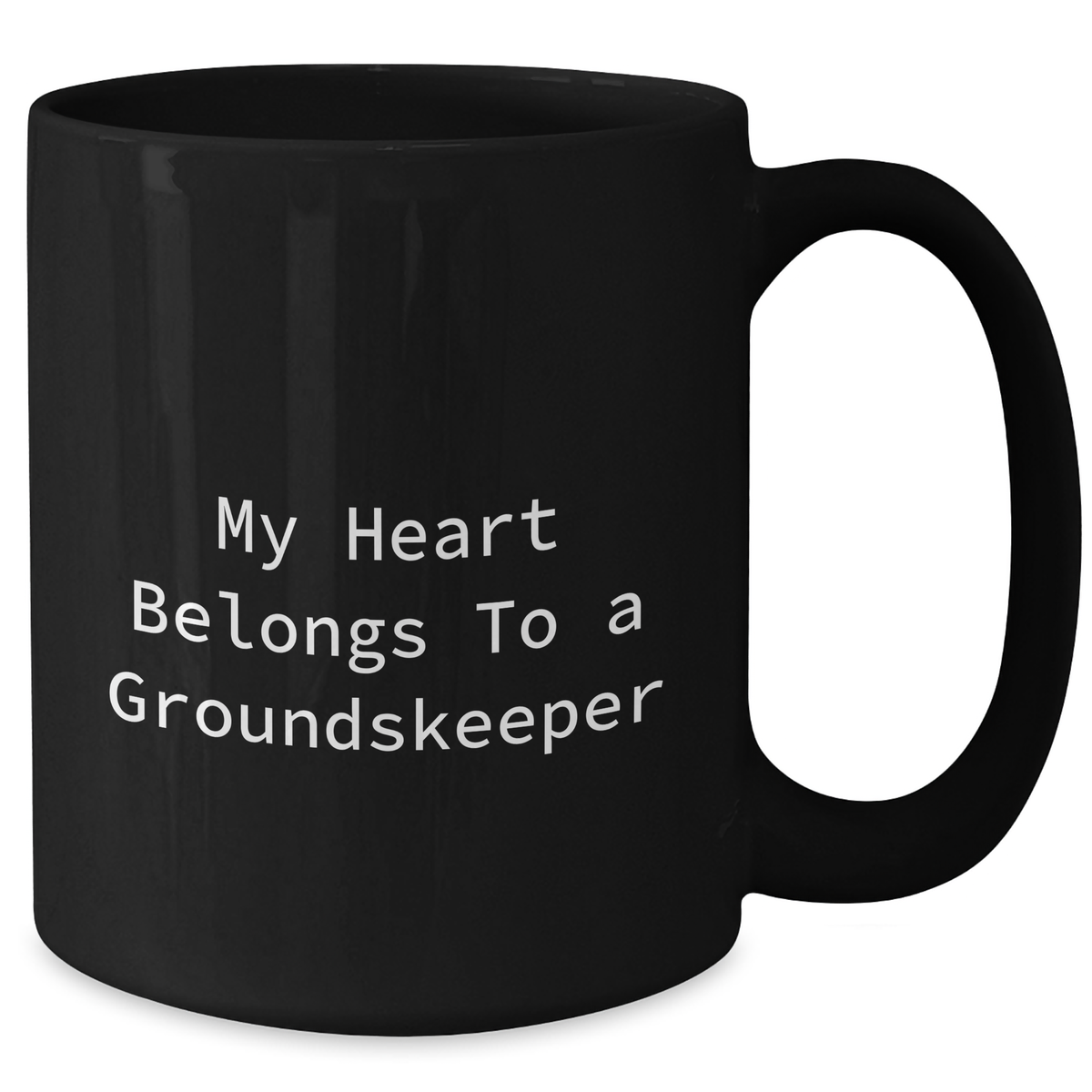 Funny groundskeeper Gifts from Friends for Dad's Heart - My Heart Belongs To A groundskeeper Black Coffee Mug, 11oz or 15oz - Additional