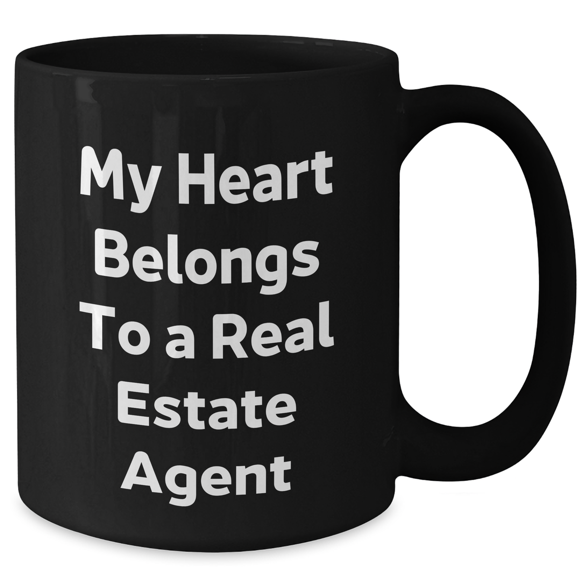 Funny Real Estate Agent Gifts from Friends and Family - My Heart Belongs To A Real Estate Agent Black Coffee Mug for Him or Her - Unique Father's Day Unique Gifts for Real Estate Agents - Additional