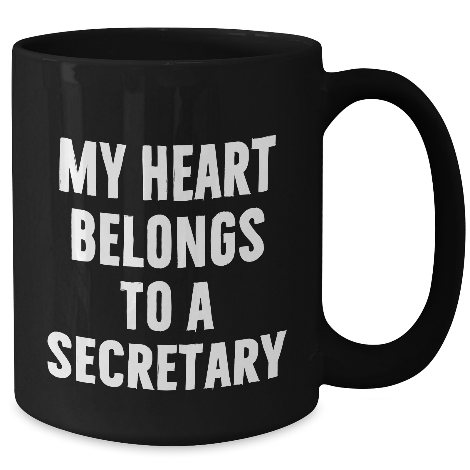 Funny Secretary Quotes Black Coffee Mug, Gifts from Men to Secretary, Unique Father's Day Unique Gifts for Her, My Heart Belongs To A Secretary - Additional