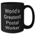 World's Greatest Postal Worker Funny Quote Black Coffee Mug, Gifts from Family for Mother's Day, 11oz or 15oz - Additional