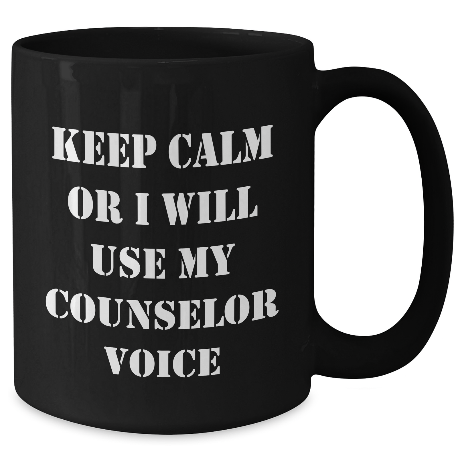 Funny Counselor Gifts for Men - 'Keep Calm Or I Will Use My Counselor Voice' Black Coffee Mug, Gifts from Friends, Unique Father's Day Unique Gifts for Counselor - Additional