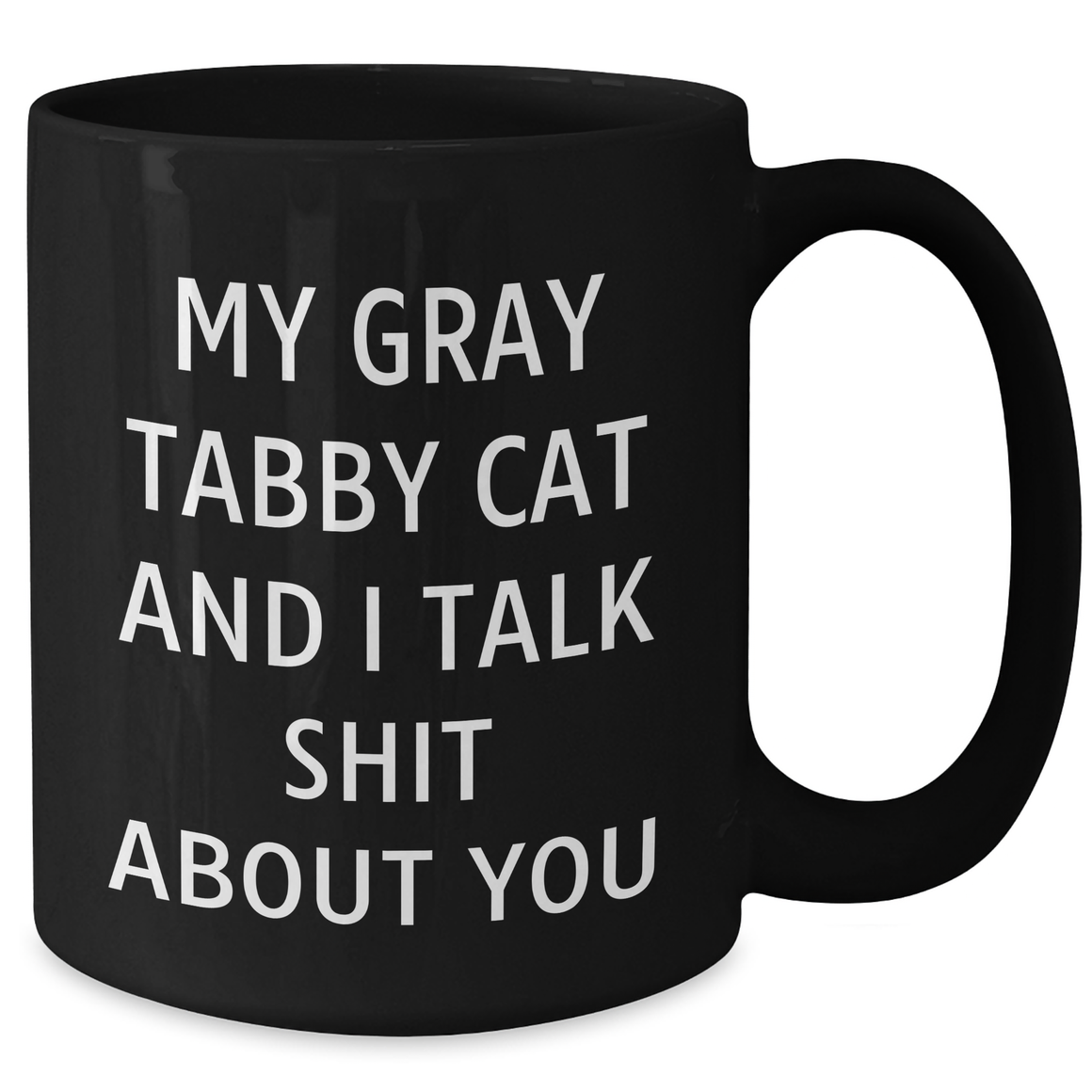 Gray Tabby Cat Gifts - Black Coffee Mug, Funny Quote 'My Gray Tabby Cat And I Talk Shit About You' - Father's Day Unique Gifts from Friends to Gray Tabby Cat Lovers - Additional