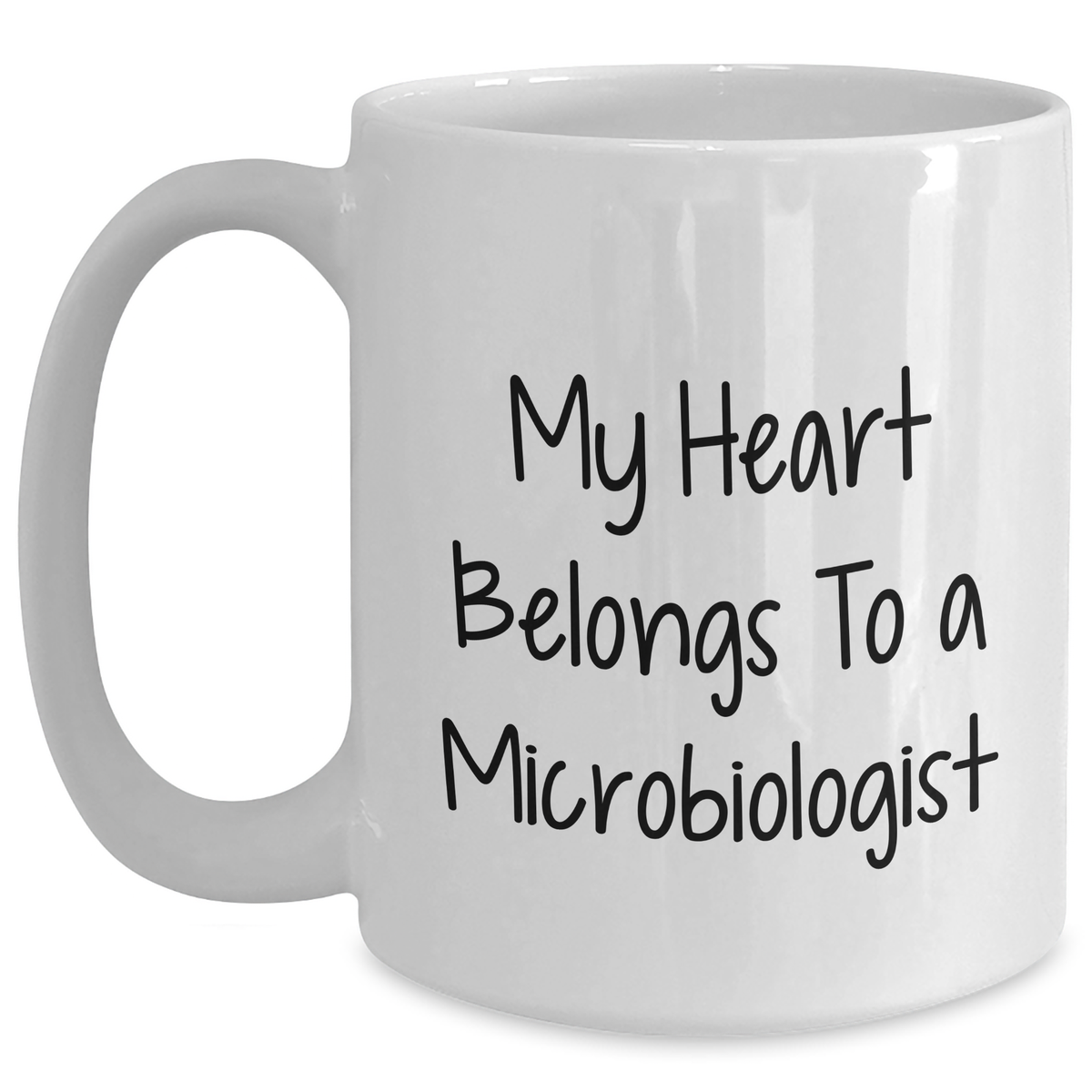 Funny Microbiologist Gifts from Friends - My Heart Belongs To A Microbiologist White Coffee Mug for Microbiologist Dad on Father's Day - Gifts for Microbiologist Men - Main