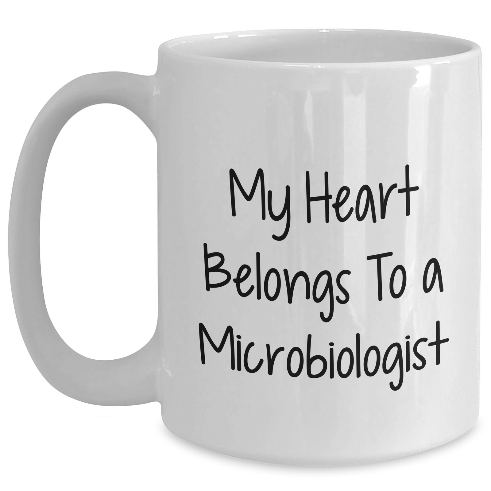 Funny Microbiologist Gifts from Friends - My Heart Belongs To A Microbiologist White Coffee Mug for Microbiologist Dad on Father's Day - Gifts for Microbiologist Men - Main