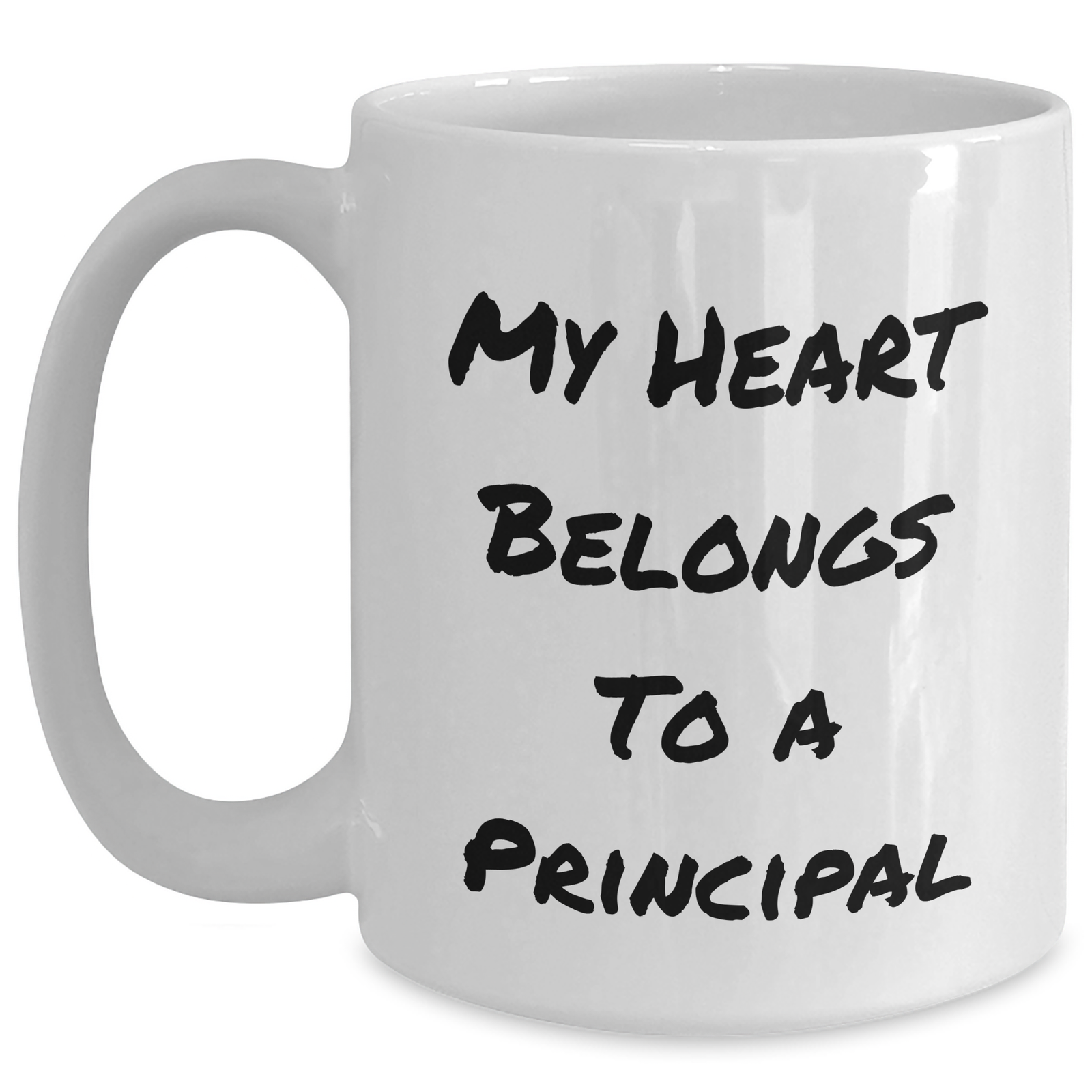 Funny Principal Gifts - My Heart Belongs To A Principal White Coffee Mug for Father's Day from Men, Perfect for Principal Enthusiasts - Main