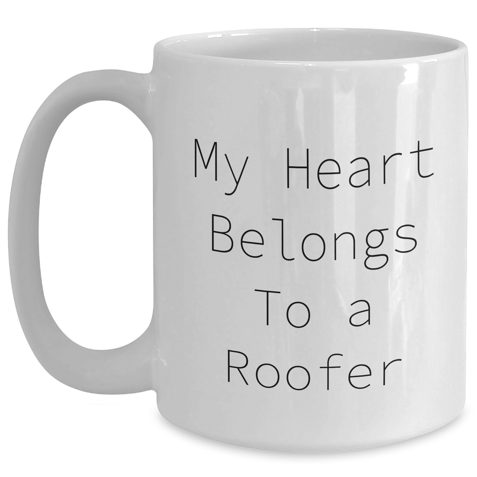 Funny Roofer Gifts, My Heart Belongs To A Roofer White Coffee Mug, Father's Day Unique Gifts from Men to Roofer - Main