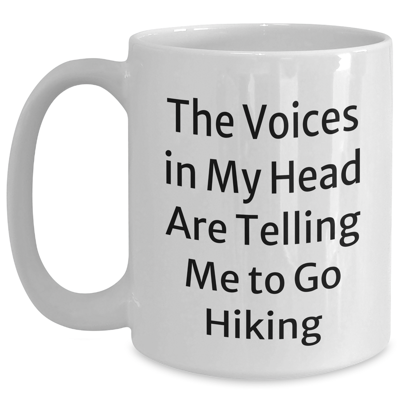 Funny Hiking Quote White Coffee Mug Gifts for Men from Friends on Father's Day, 'The Voices In My Head Are Telling Me To Go Hiking', Hiking Lovers, Outdoor Enthusiasts - Main