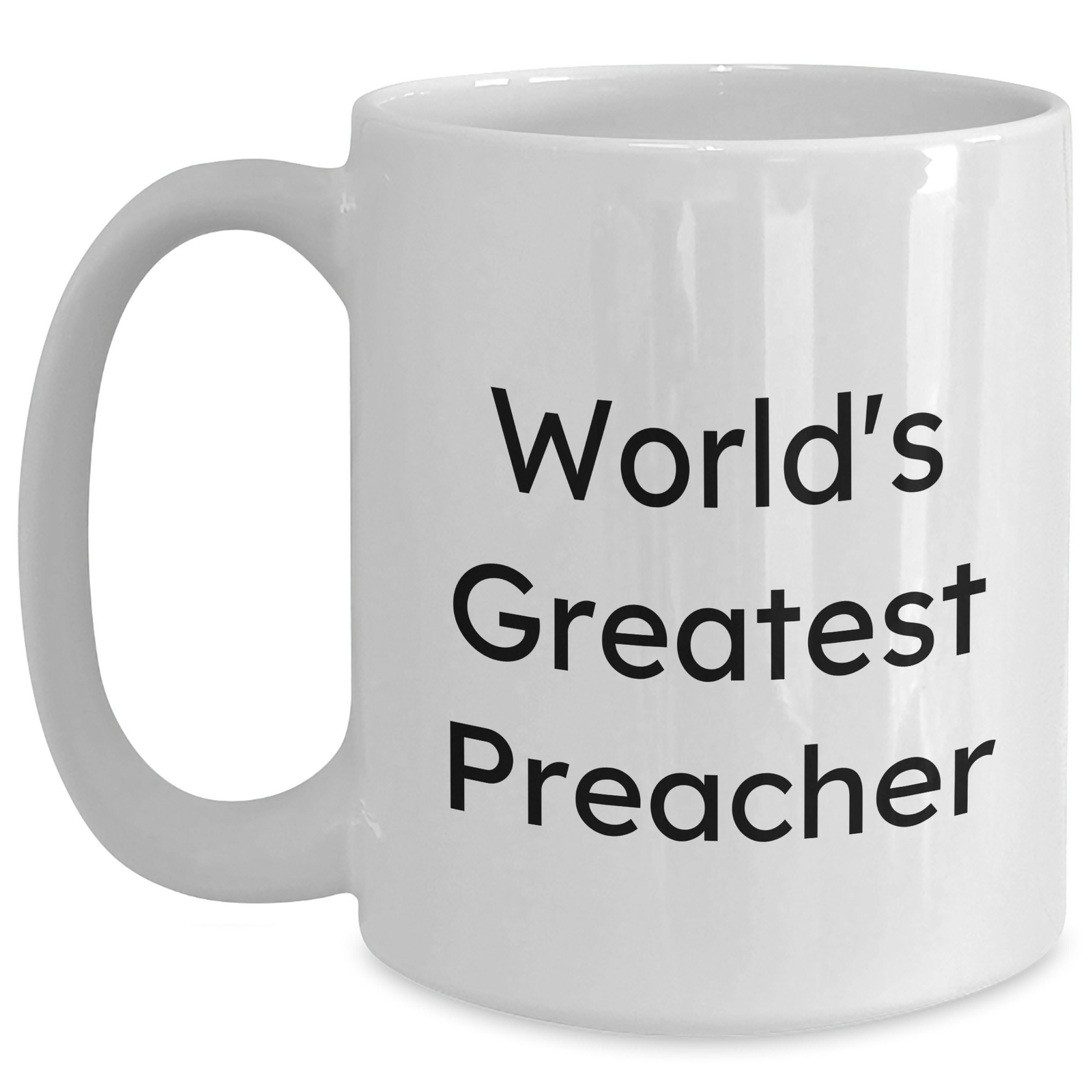 Funny Preacher Gifts, 'World's Greatest Preacher' White Coffee Mug, 11oz or 15oz, Father's Day Unique Gifts from Friends to Men - Main