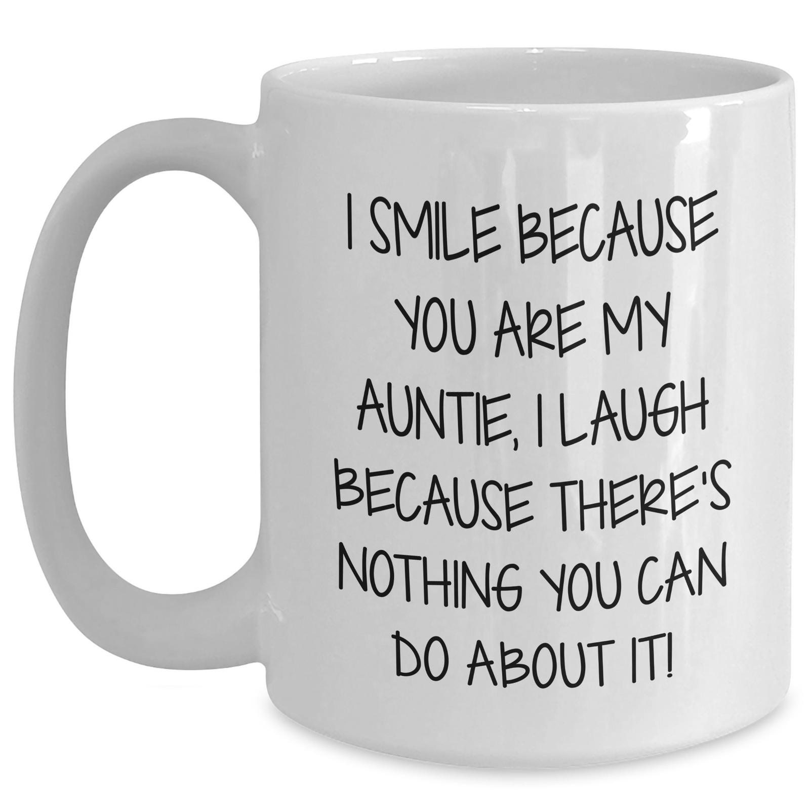 Auntie Gifts from Family - I Smile Because You Are My Auntie, Funny White Coffee Mug for Mother's Day - Main