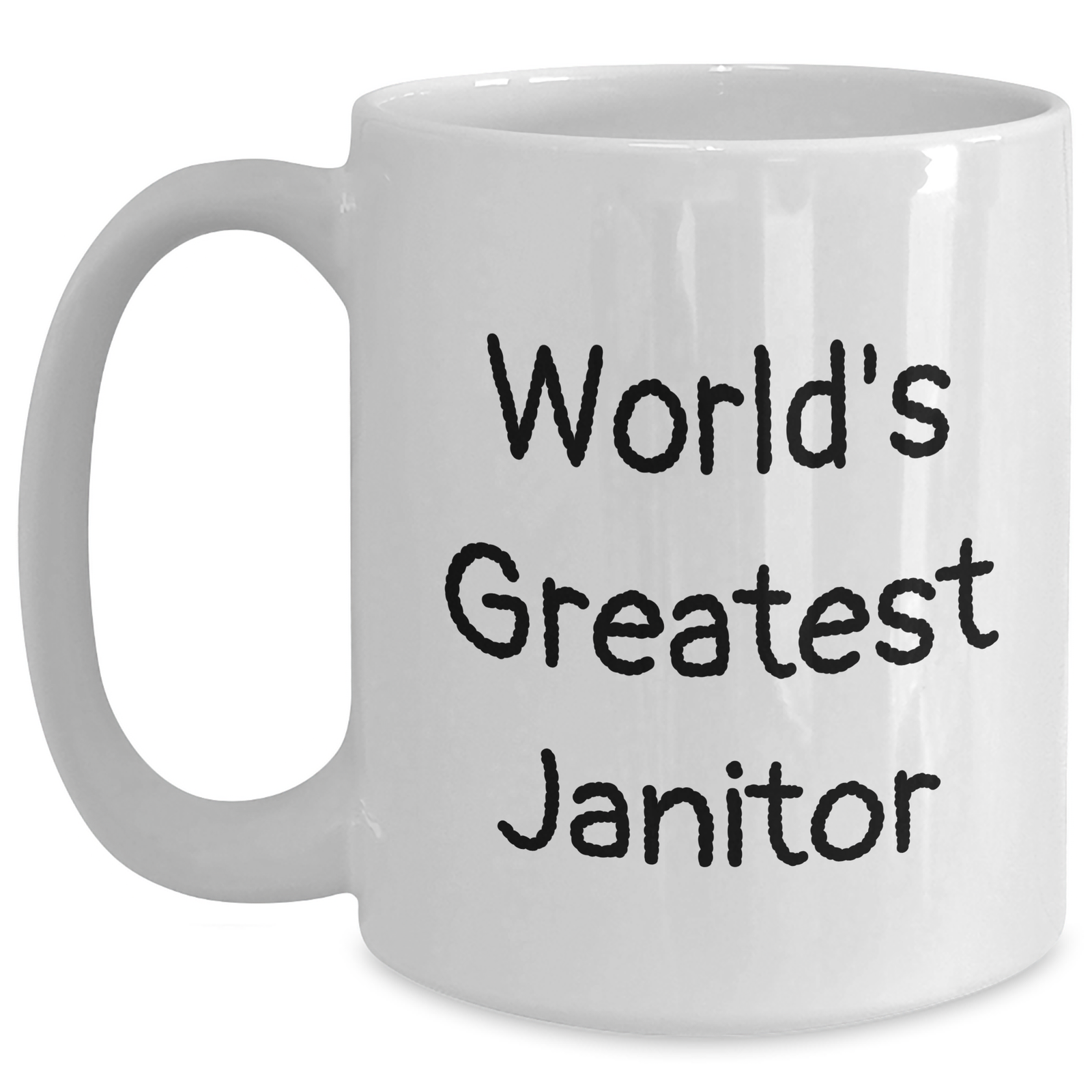 Funny Janitor Gifts from Men to World's Greatest Janitor on Father's Day Unique White Coffee Mugs, Inspirational Quote - Main