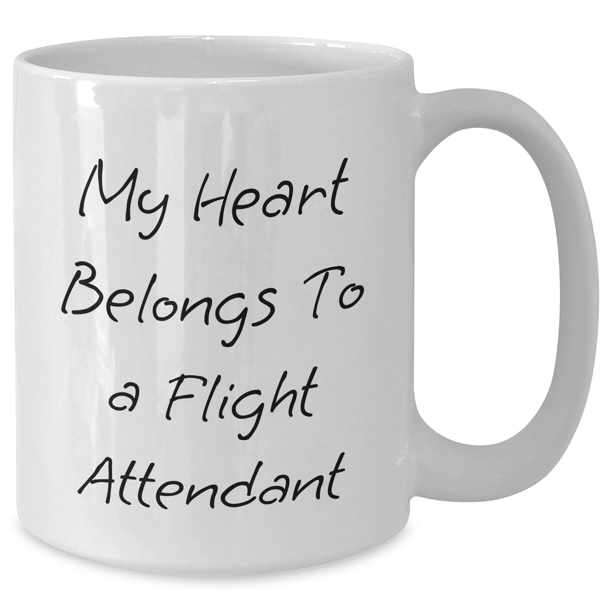 Funny Flight Attendant Gifts, 'My Heart Belongs To A Flight Attendant' White Coffee Mug, 11oz or 15oz Capacity, Gifts from Friends, Gifts for Flight Attendants, Father's Day Unique Gifts - Additional
