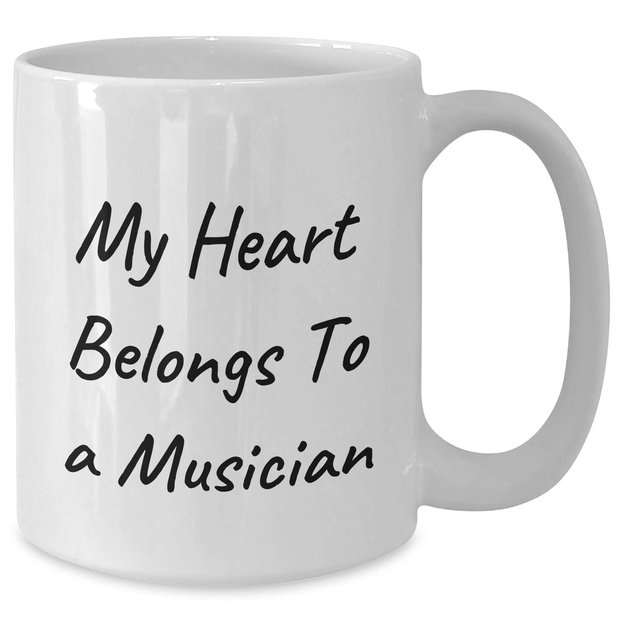 Funny Musician Gifts from Friends for Mother's Day - 'My Heart Belongs To A Musician' White Coffee Mug - Additional