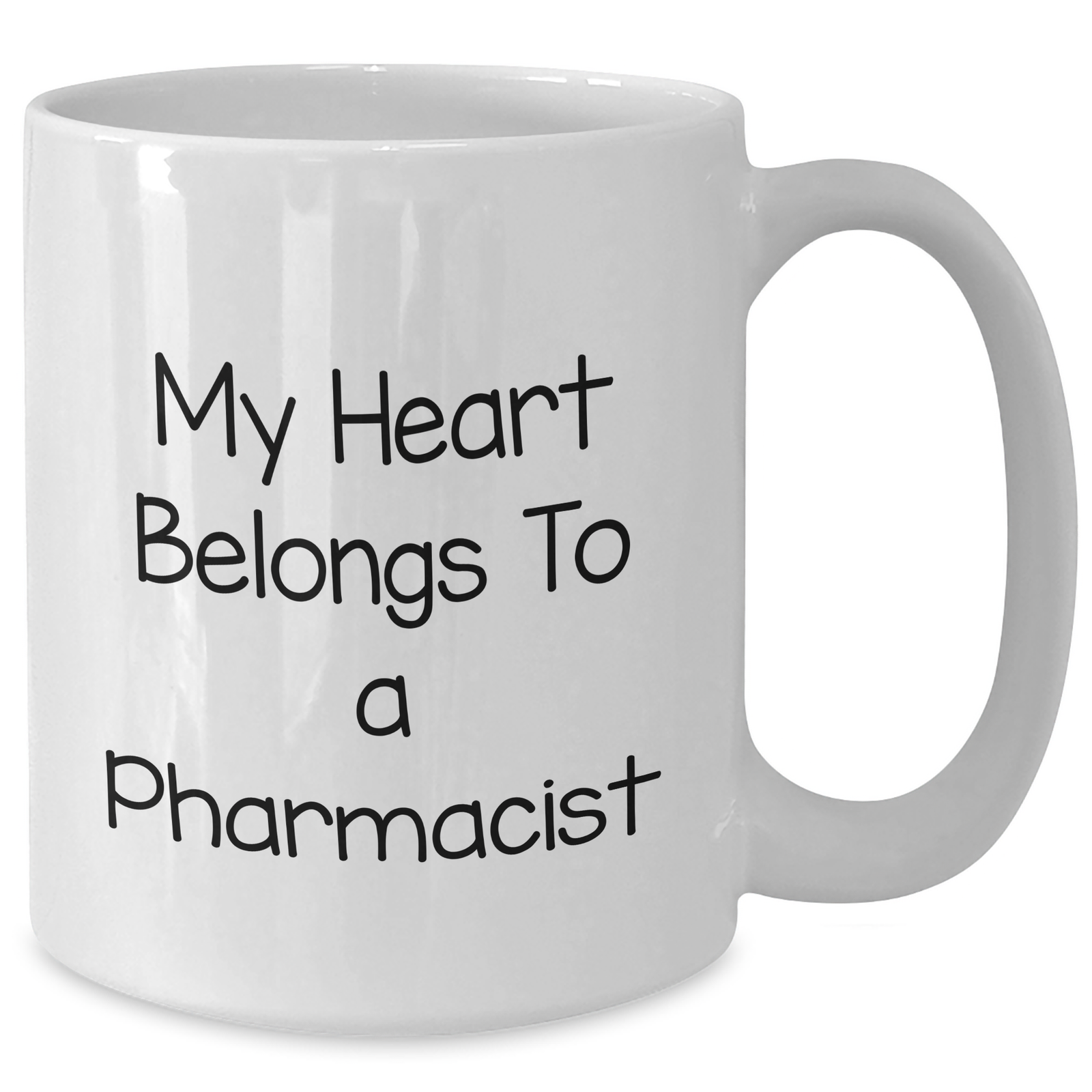 Funny My Heart Belongs To A Pharmacist White Coffee Mug Gifts from Family to Pharmacist on Father's Day - Additional