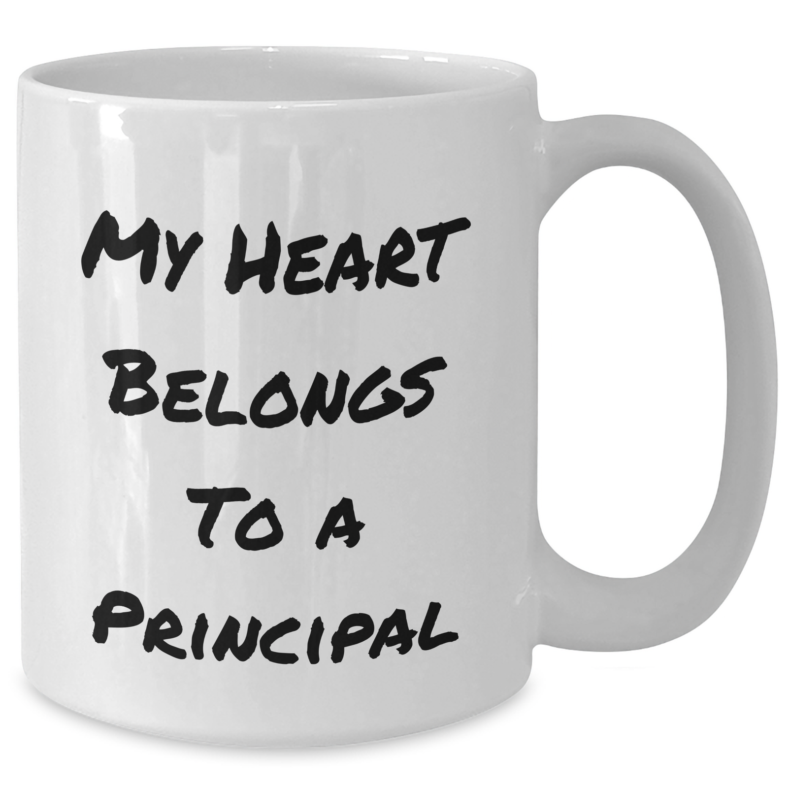 Funny Principal Gifts - My Heart Belongs To A Principal White Coffee Mug for Father's Day from Men, Perfect for Principal Enthusiasts - Additional