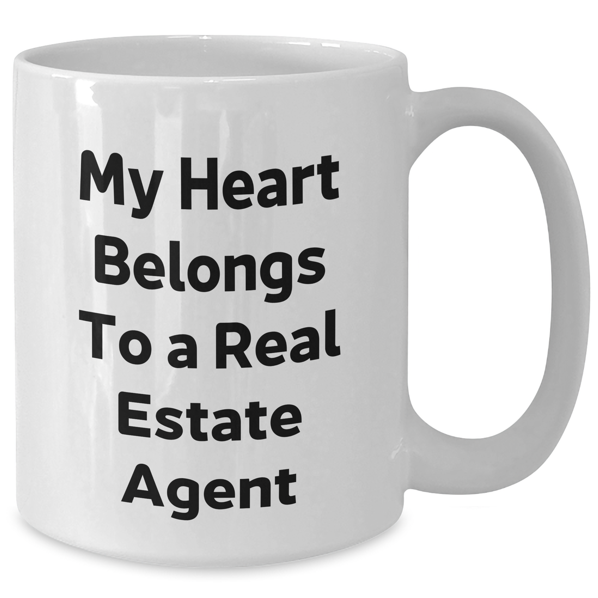 Funny Real Estate Agent Gifts from Men to My Heart Belongs To A Real Estate Agent on Father's Day Unique Gifts for Real Estate Agents White Coffee Mug - Additional