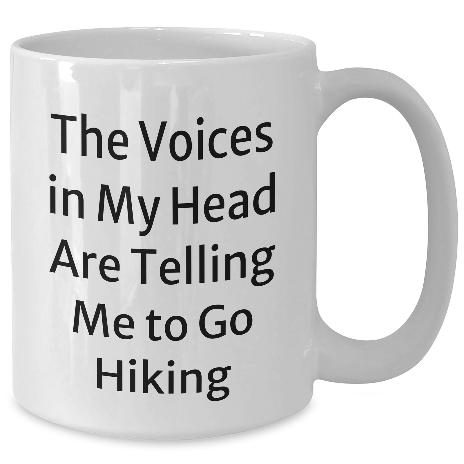 Funny Hiking Quote White Coffee Mug Gifts for Men from Friends on Father's Day, 'The Voices In My Head Are Telling Me To Go Hiking', Hiking Lovers, Outdoor Enthusiasts - Additional