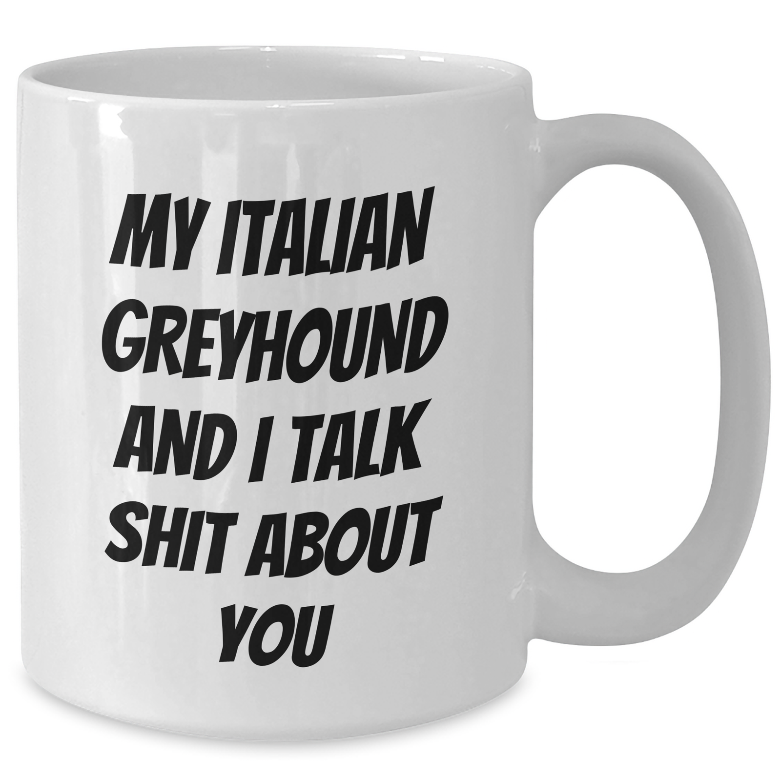 Funny Italian Greyhound Dog Gifts for Mom - 'My Italian Greyhound And I Talk Shit About You' White Coffee Mug from Friends, Family, or Coworkers on Mother's Day - Additional