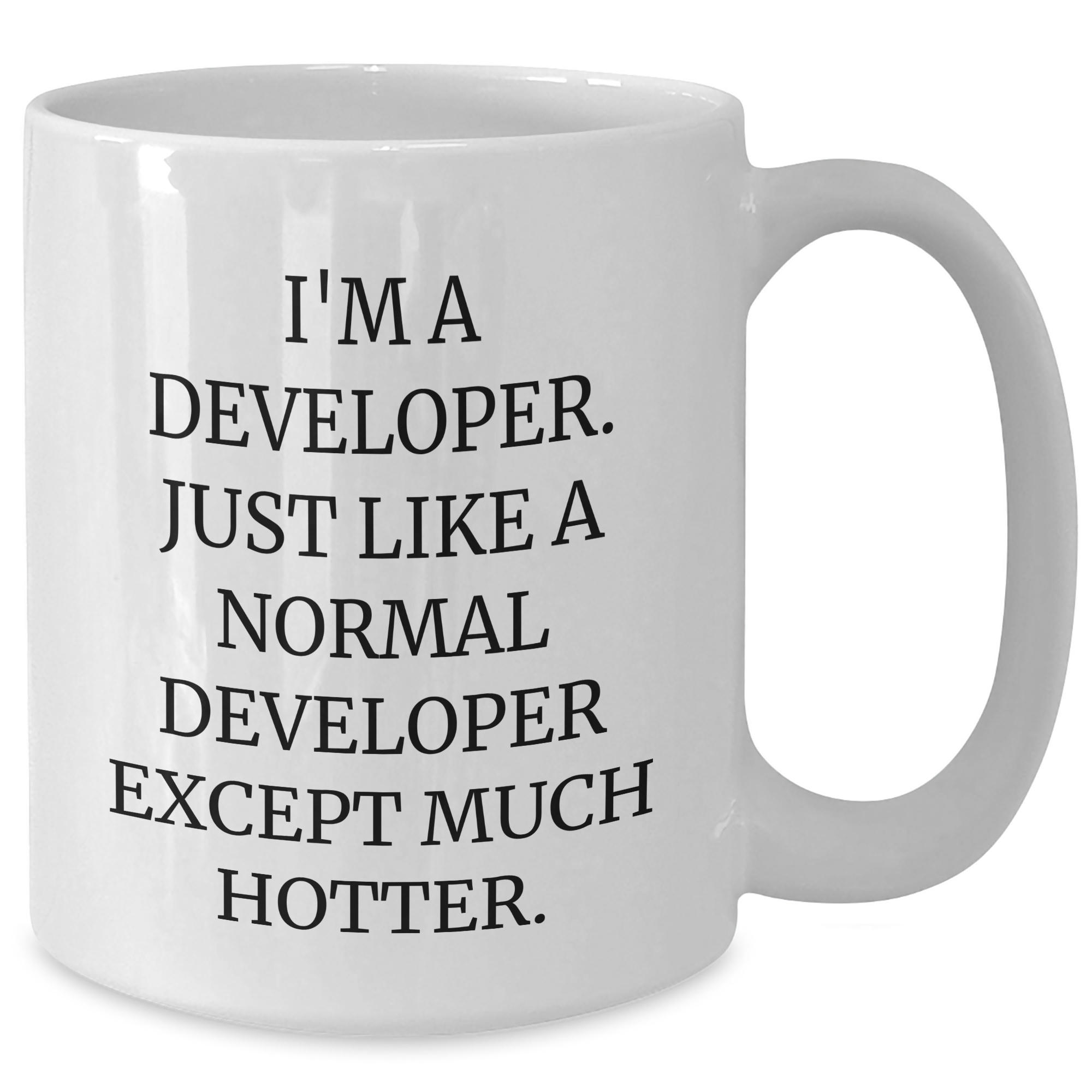 Funny Developer Mugs Gifts from Friends for Mother's Day, White Coffee Mug Quote 'I'm A Developer. Just Like A Normal Developer Except Much Hotter.' - Additional