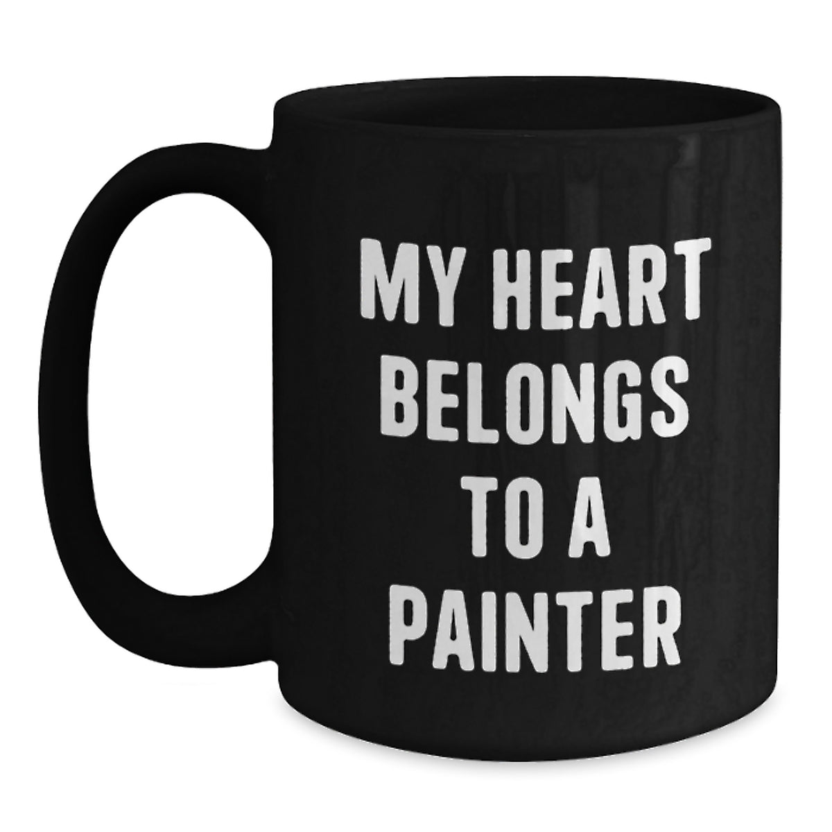 Funny Painter Lover Gifts from Friends, Birthday Unique Gifts for Painter, Black Coffee Mug with My Heart Belongs To A Painter Quote - Main