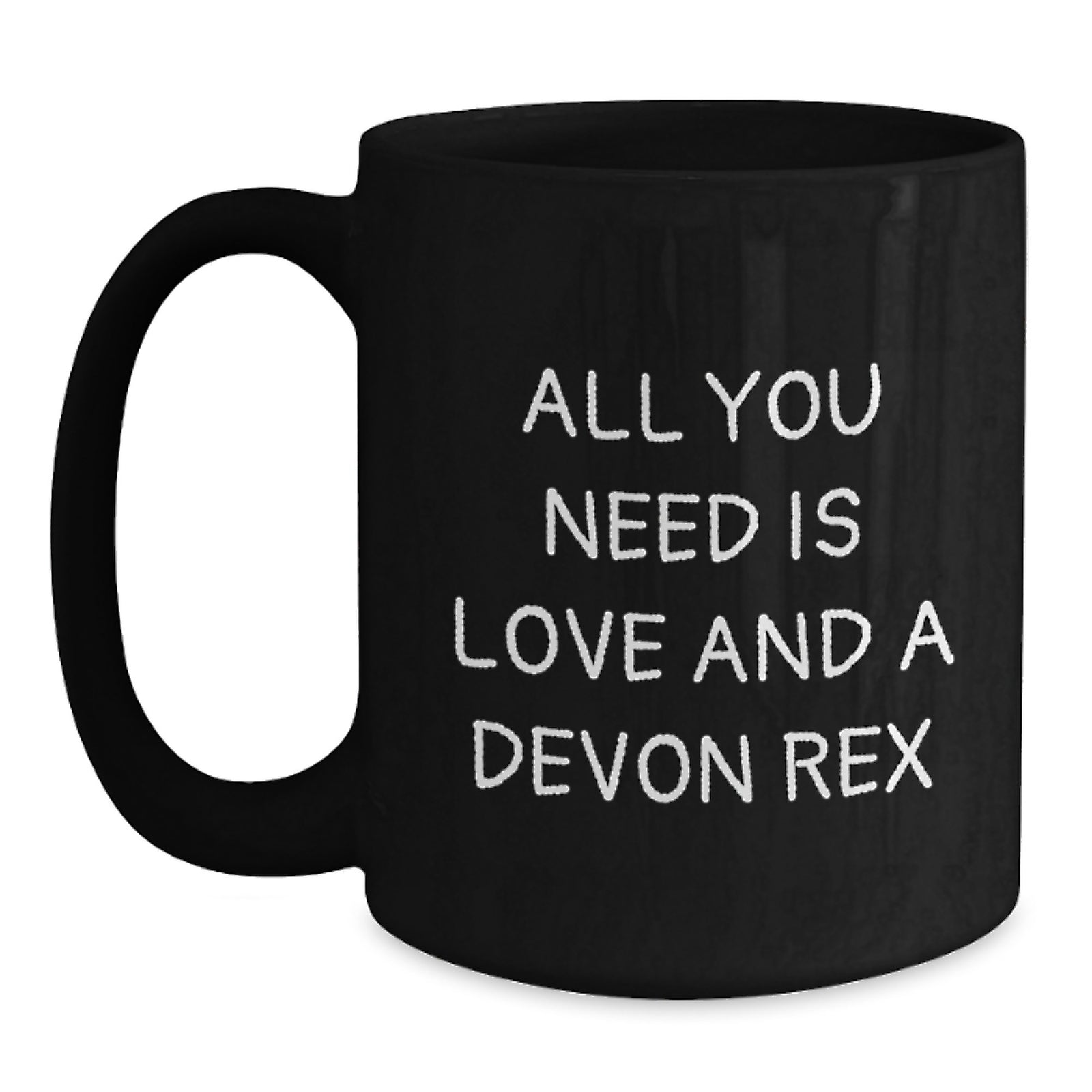 Funny Devon Rex Cat Gifts from Friends for Men, Unique Christmas Unique Gifts, Black Coffee Mug, All You Need Is Love And A Devon Rex - Main