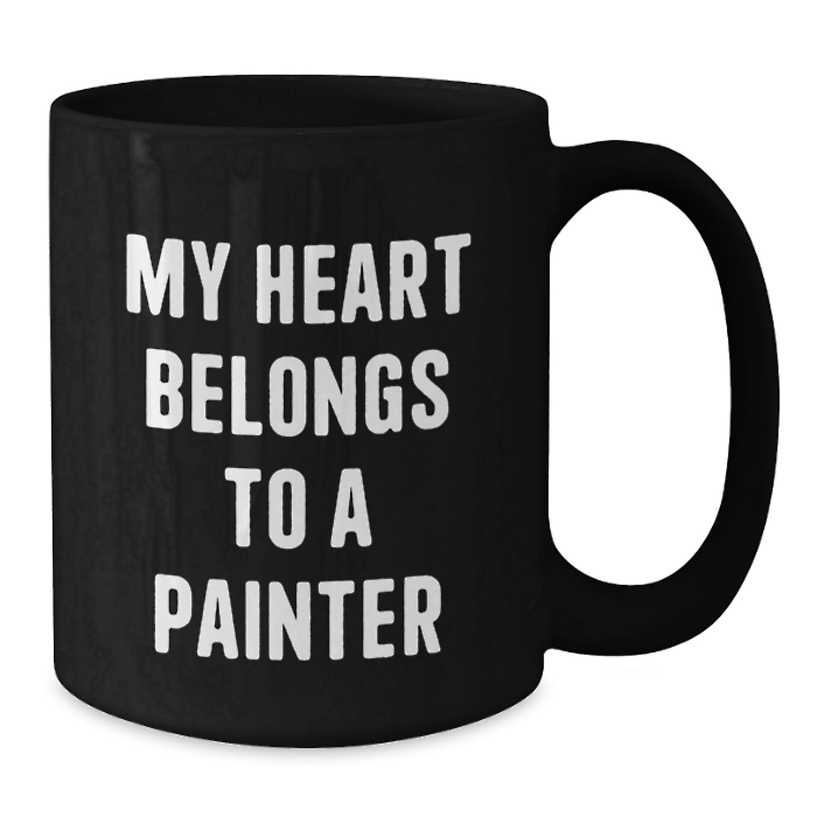 Funny Painter Lover Gifts from Friends, Birthday Unique Gifts for Painter, Black Coffee Mug with My Heart Belongs To A Painter Quote - Additional