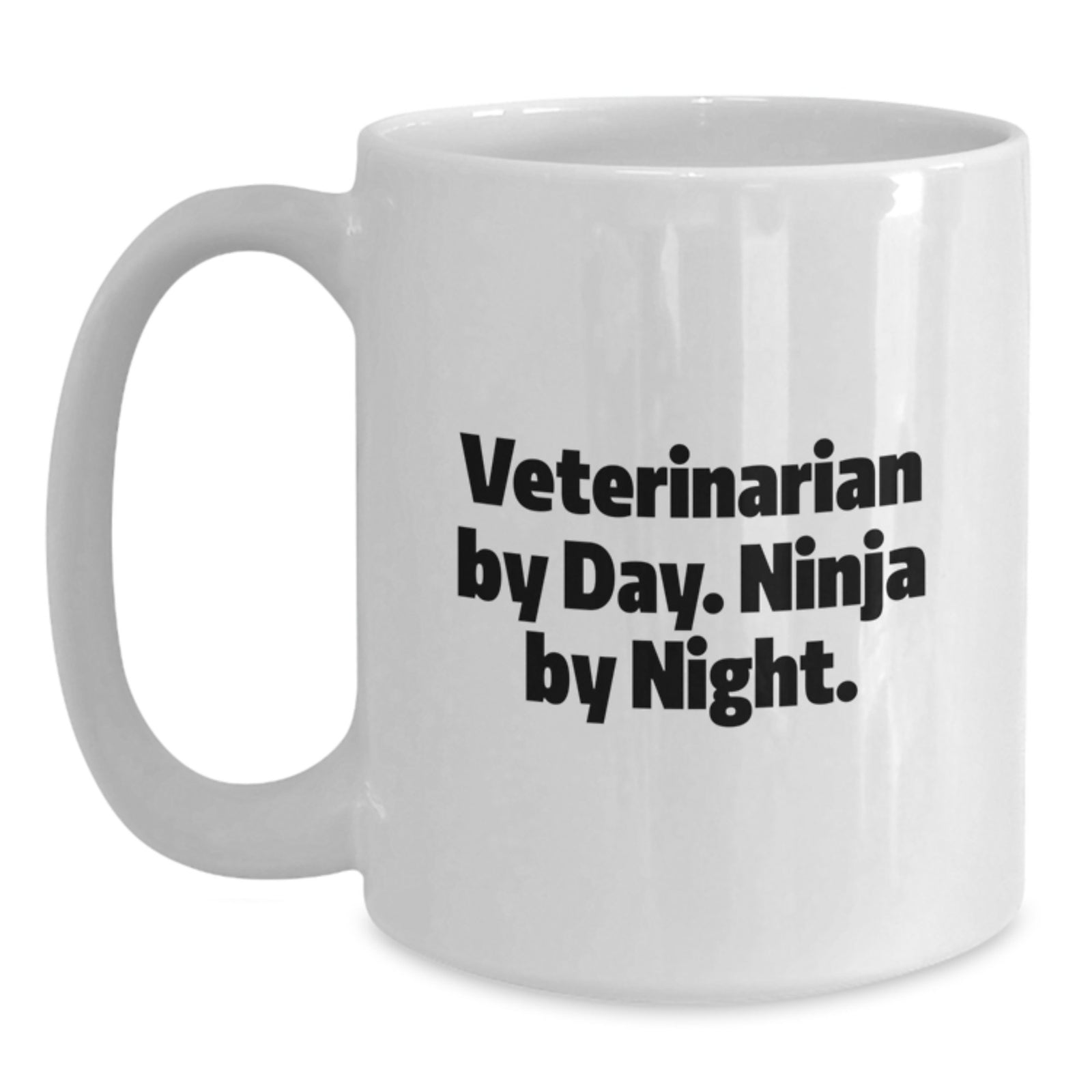 Funny Veterinarian Gifts for Him, White Coffee Mug, 'Veterinarian By Day. Ninja By Night.' - Gifts from Men to Coworkers - Main