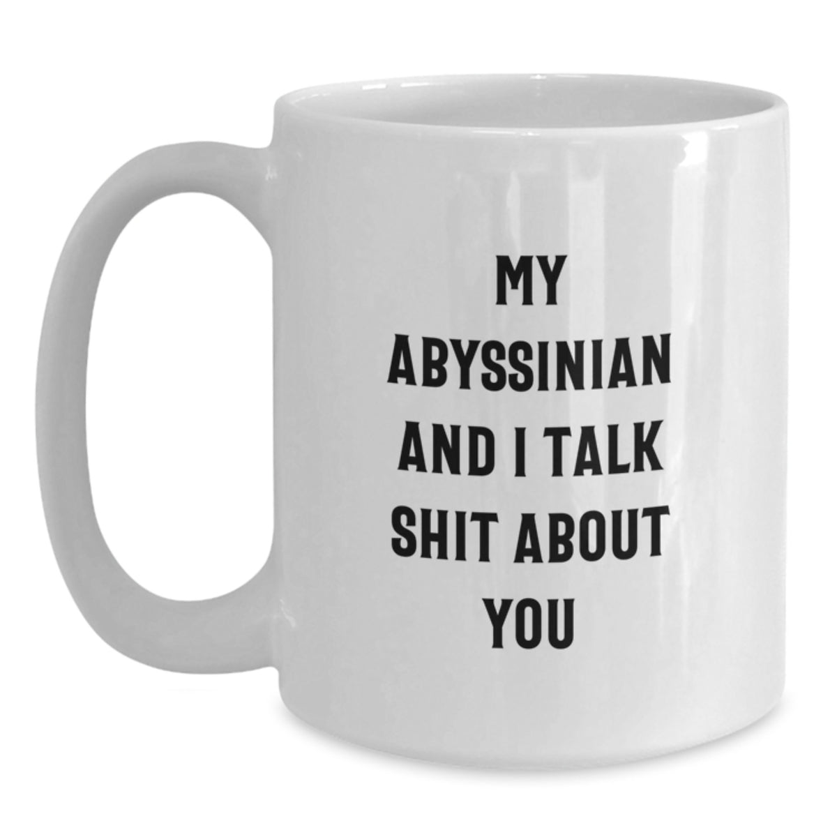 Funny Abyssinian Cat Lover Gifts, White Coffee Mug for Abyssinian Cat Enthusiasts, Unique Gifts from Men to Men on Father's Day, 'My Abyssinian And I Talk Shit About You' Coffee Mug - Main