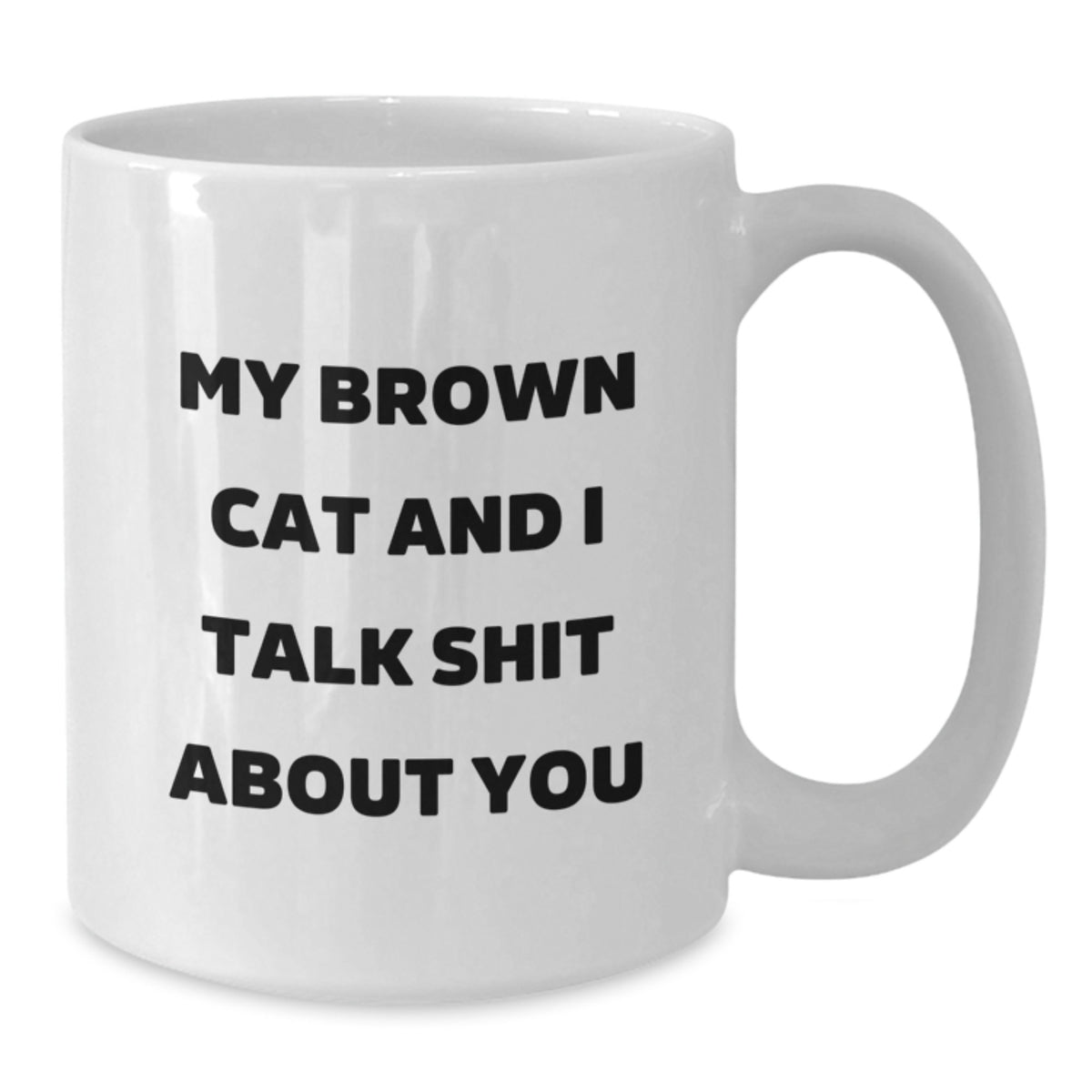 Funny Brown Cat Gifts for Brown Cat Lovers, White Coffee Mug, My Brown Cat And I Talk Shit About You Quote, Gifts from Family to Friends, Graduation Unique Gifts - Additional