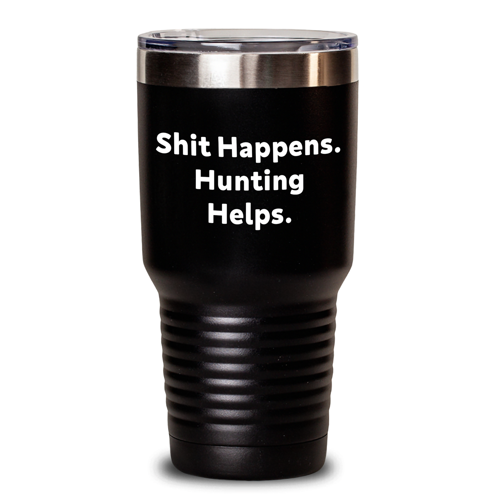 Funny Hunting Gifts from Friends for Men - 'Shit Happens. Hunting Helps.' 20oz or 30oz Tumbler, Stainless Steel/Powder Coating, Father's Day Unique Gifts - Main