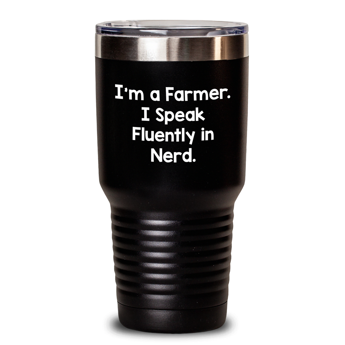 Funny Farm Gifts, Gifts from Men to Farmers, 'I'm A Farmer. I Speak Fluently In genius.' Tumbler, Perfect for Father's Day, 20oz or 30oz Capacity, Stainless Steel/Powder Coating - Main