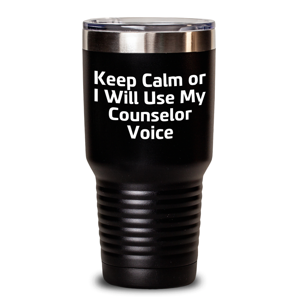 Funny Counselor Gifts from Friends for Father's Day - 'Keep Calm Or I Will Use My Counselor Voice' Counselor Tumbler - Main