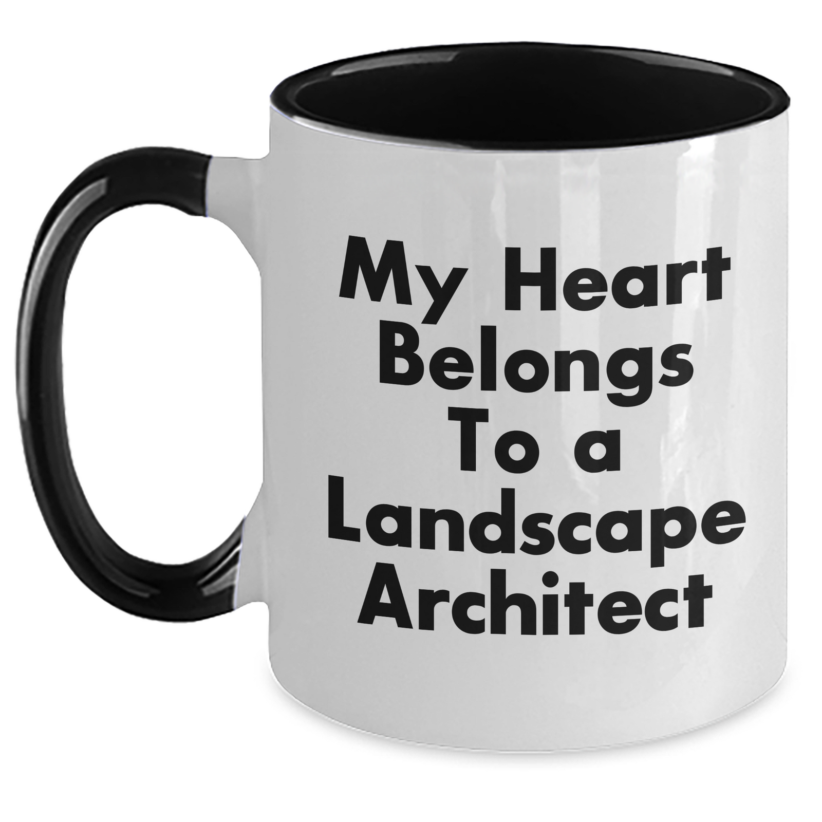 Funny Landscape Architect Gifts for Men - My Heart Belongs To A Landscape Architect Two Tone Coffee Mug - Father's Day Unique Gifts from Family and Friends - Main