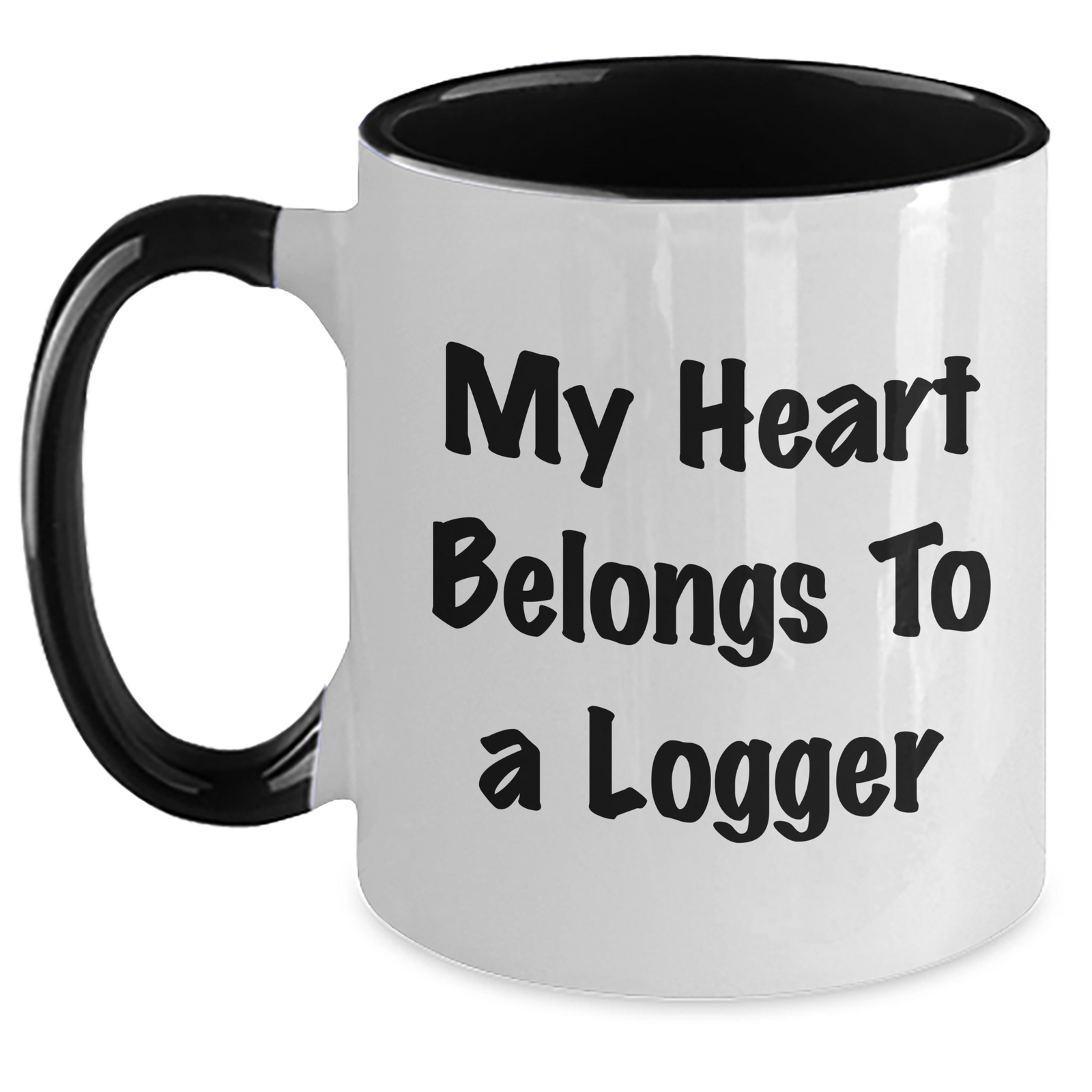 Funny Logger Gifts, My Heart Belongs To A Logger, Two Tone Coffee Mug, Unique Gifts from Men, Gifts for Logger - Main