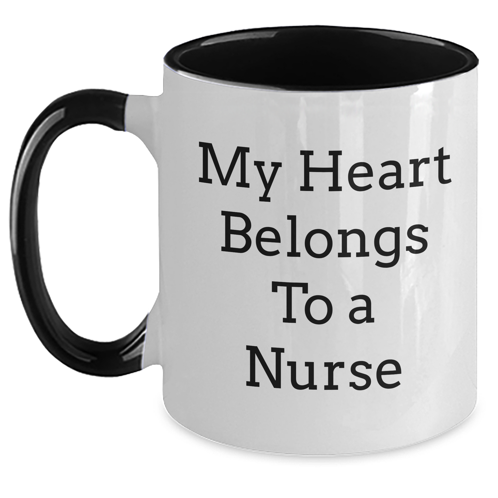 Funny Nurse Gifts from Family, Unique Two Tone Coffee Mug for Men, 'My Heart Belongs To A Nurse' Inspiration, Father's Day Unique Gifts - Main