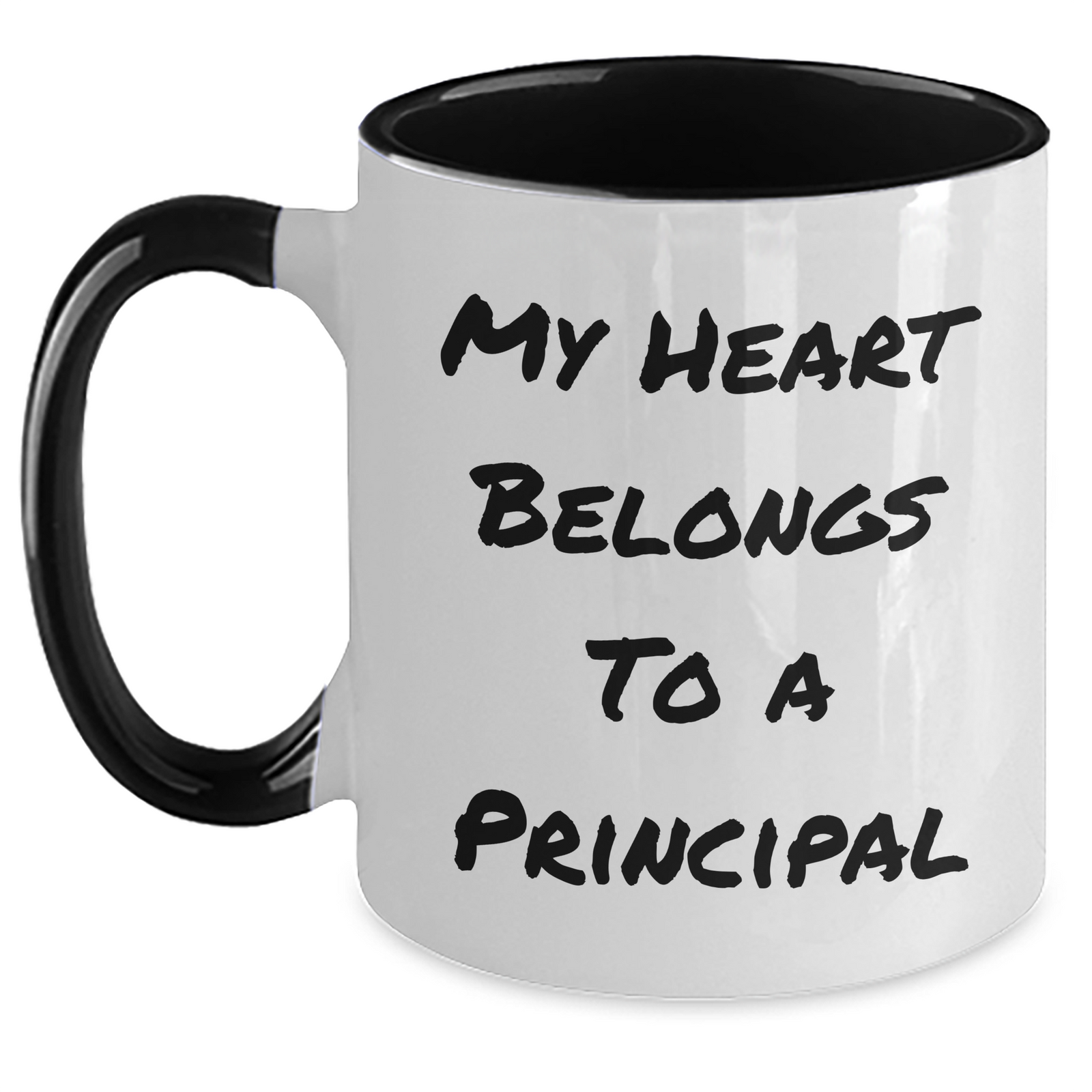 Funny Principal Gifts - My Heart Belongs To A Principal Two Tone Coffee Mug, Gifts from Men for Principal, Father's Day Unique Gifts - Main