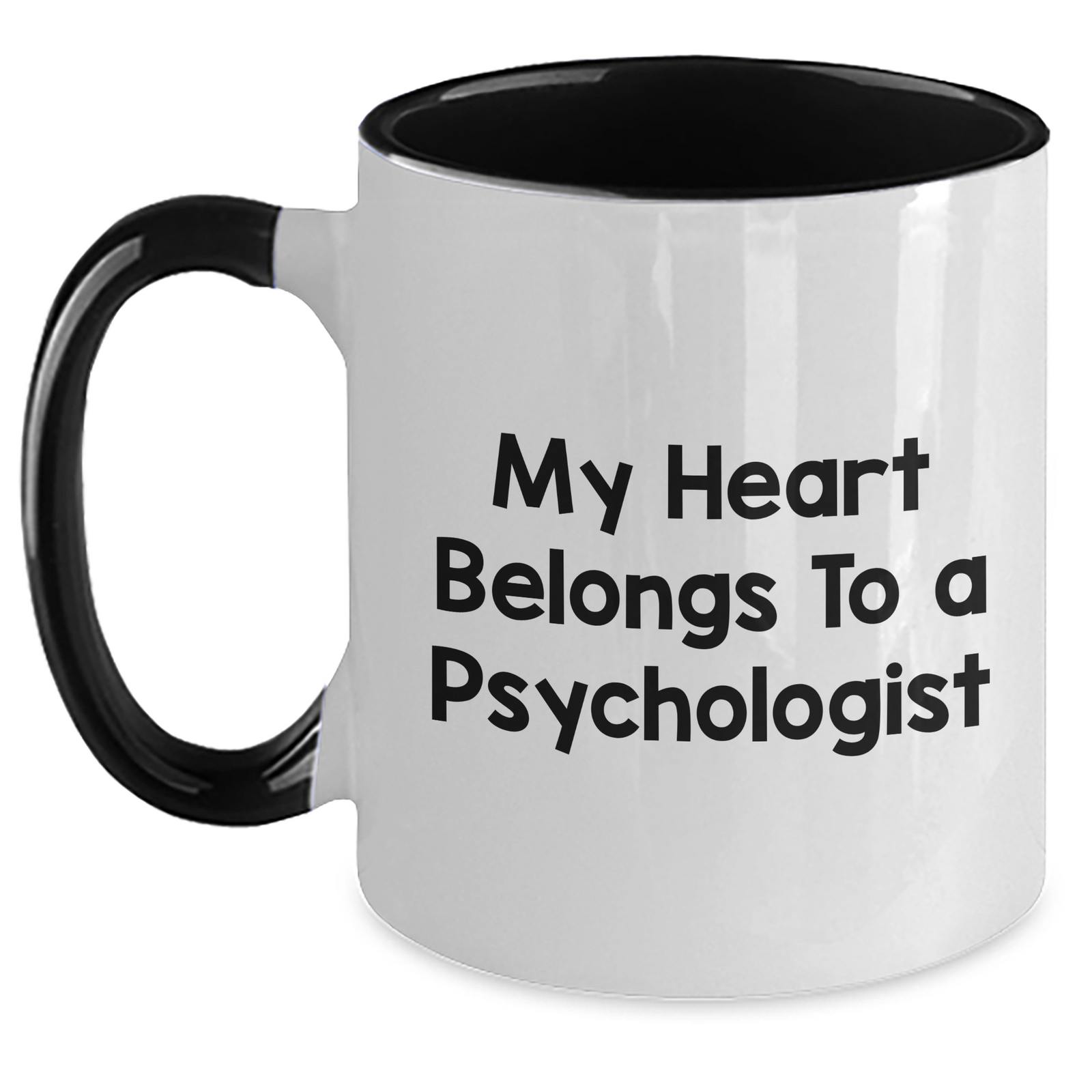 Funny Psychologist Gifts, My Heart Belongs To A Psychologist Two Tone Coffee Mug, Gifts from Men to Psychologists for Father's Day - Main