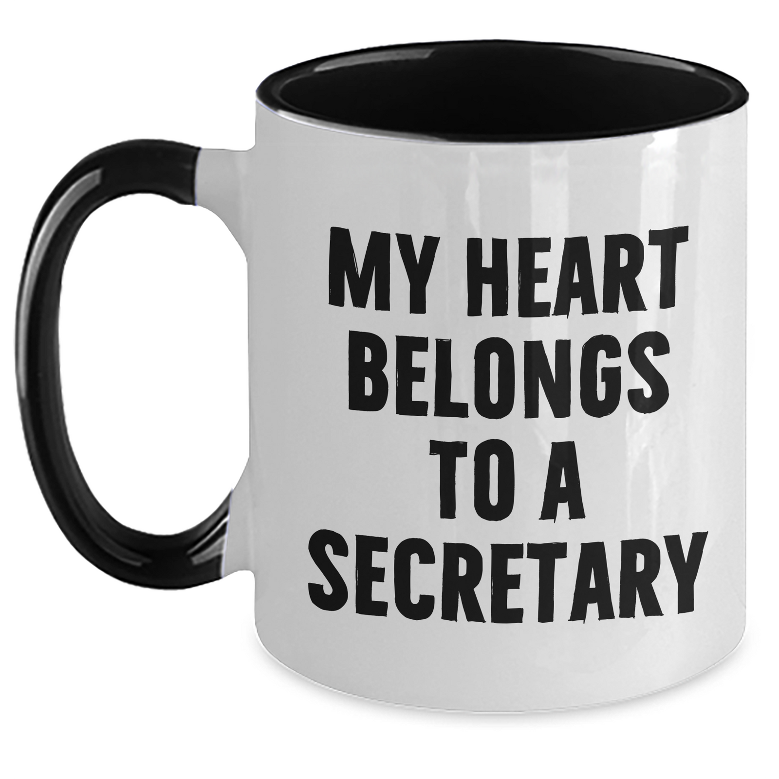 Funny Secretary Gift, My Heart Belongs To A Secretary, Two Tone Coffee Mug, Father's Day Unique Gifts from Men to Secretary - Main
