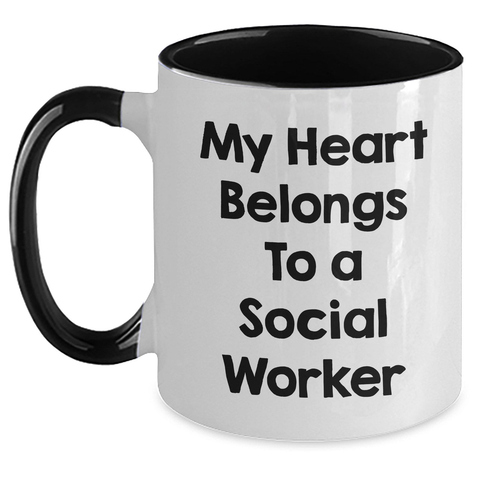 Funny Social Worker Gifts - My Heart Belongs To A Social Worker Two Tone Coffee Mug, Gifts from Men, Gifts for Social Worker on Father's Day - Main