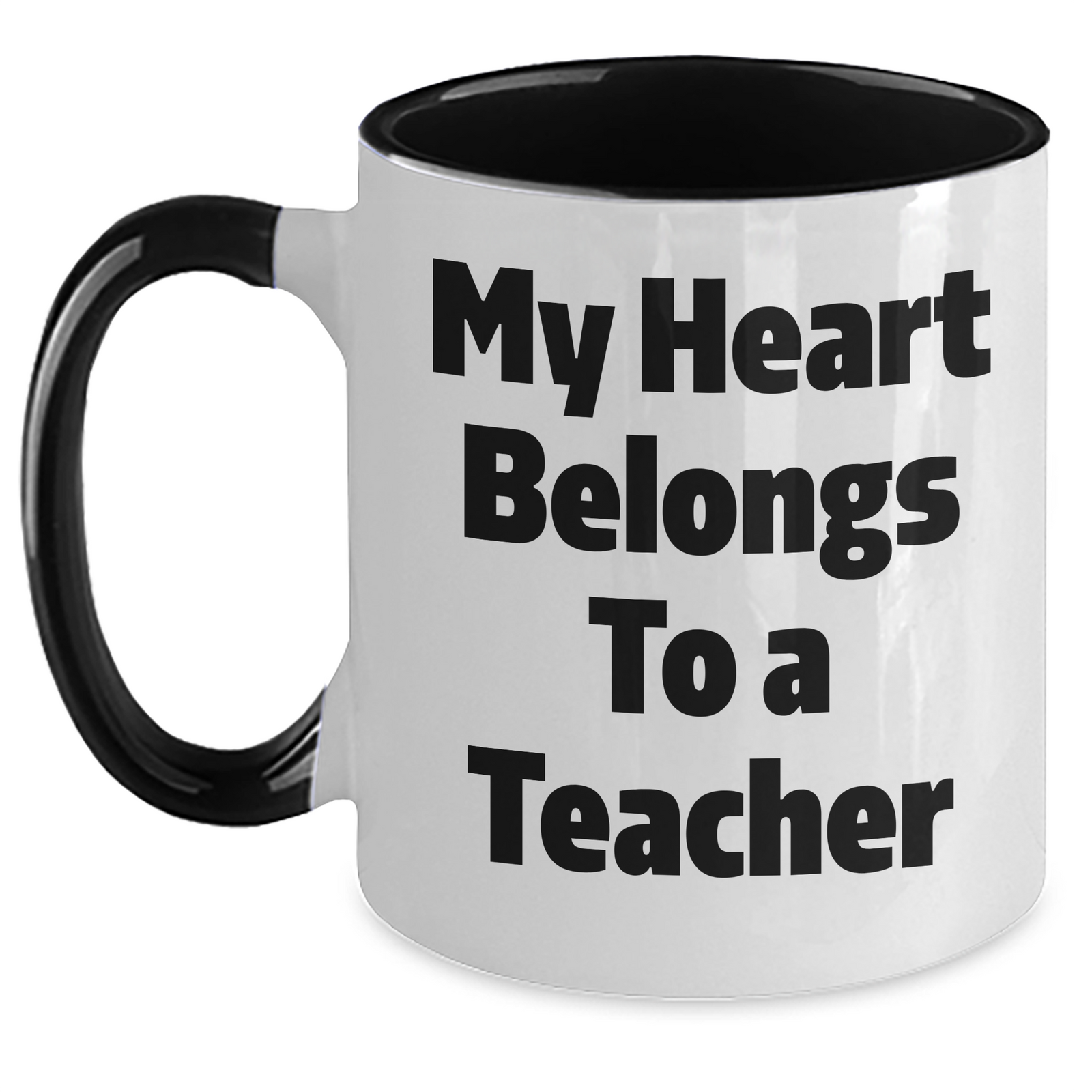 Funny Teacher Gifts from Friends, Unique Two Tone Coffee Mug for Teacher, My Heart Belongs To A Teacher, Father's Day Unique Gifts - Main