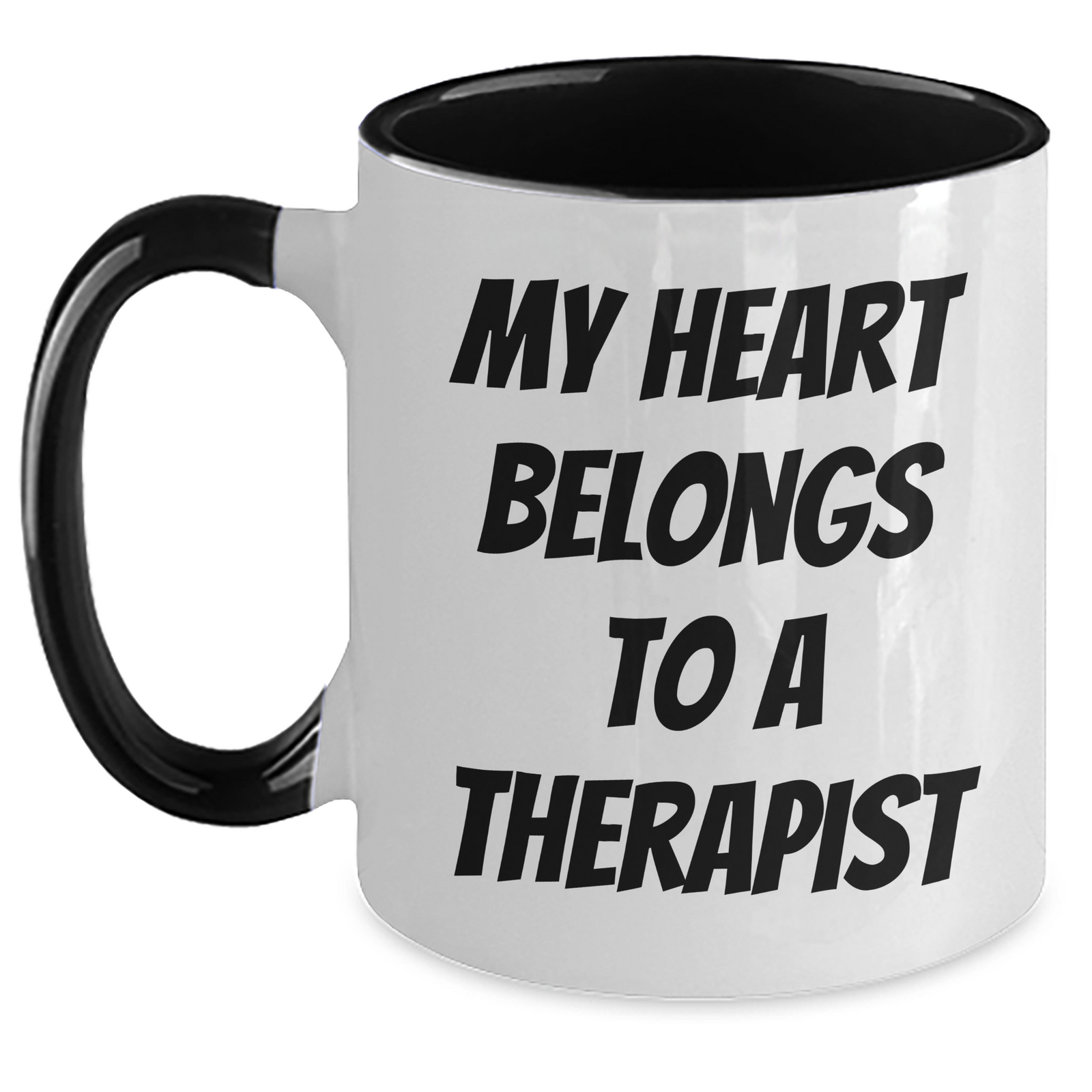 Funny Therapist Gifts from Men - My Heart Belongs To A Therapist Two Tone Coffee Mugs for Father's Day - Main