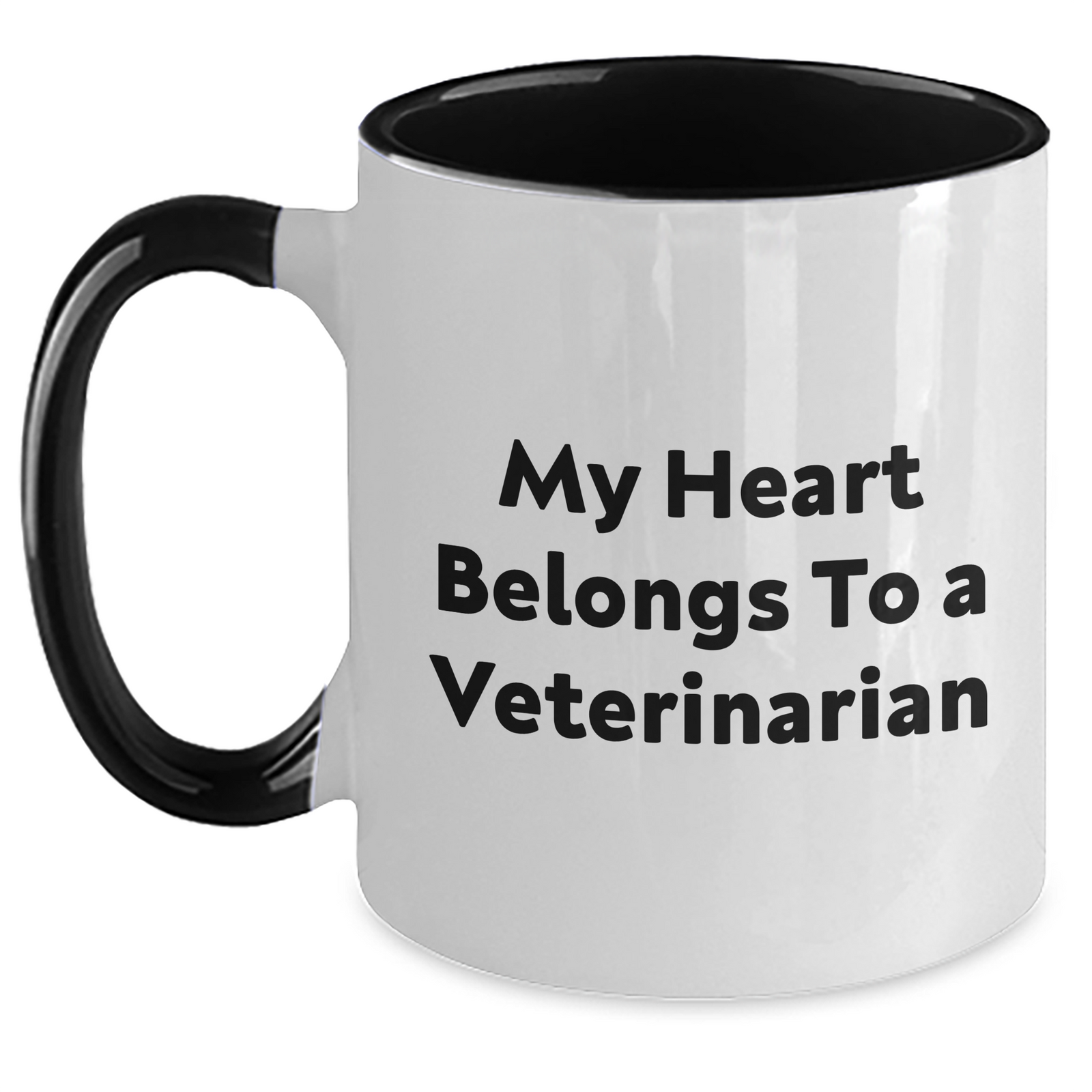 Funny Veterinarian Gifts, My Heart Belongs To A Veterinarian Two Tone Coffee Mug, Father's Day Unique Gifts from Friends to Men - Main