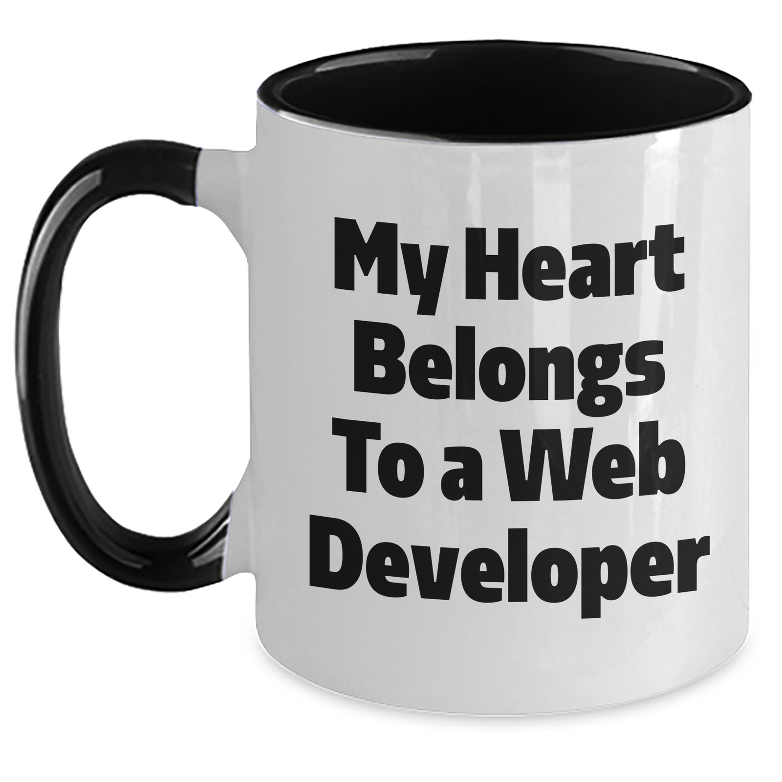 Funny Web Developer Gifts from Mom to Son, My Heart Belongs to a Web Developer Two Tone Coffee Mug for Father's Day - Main
