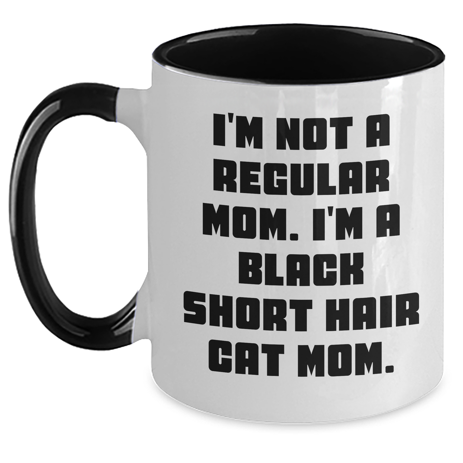 Funny Black Short Hair Cat Mom Gifts for Men from Women - Two Tone Coffee Mug, Black and White, Red and White, Navy and White, Pink and White - Main